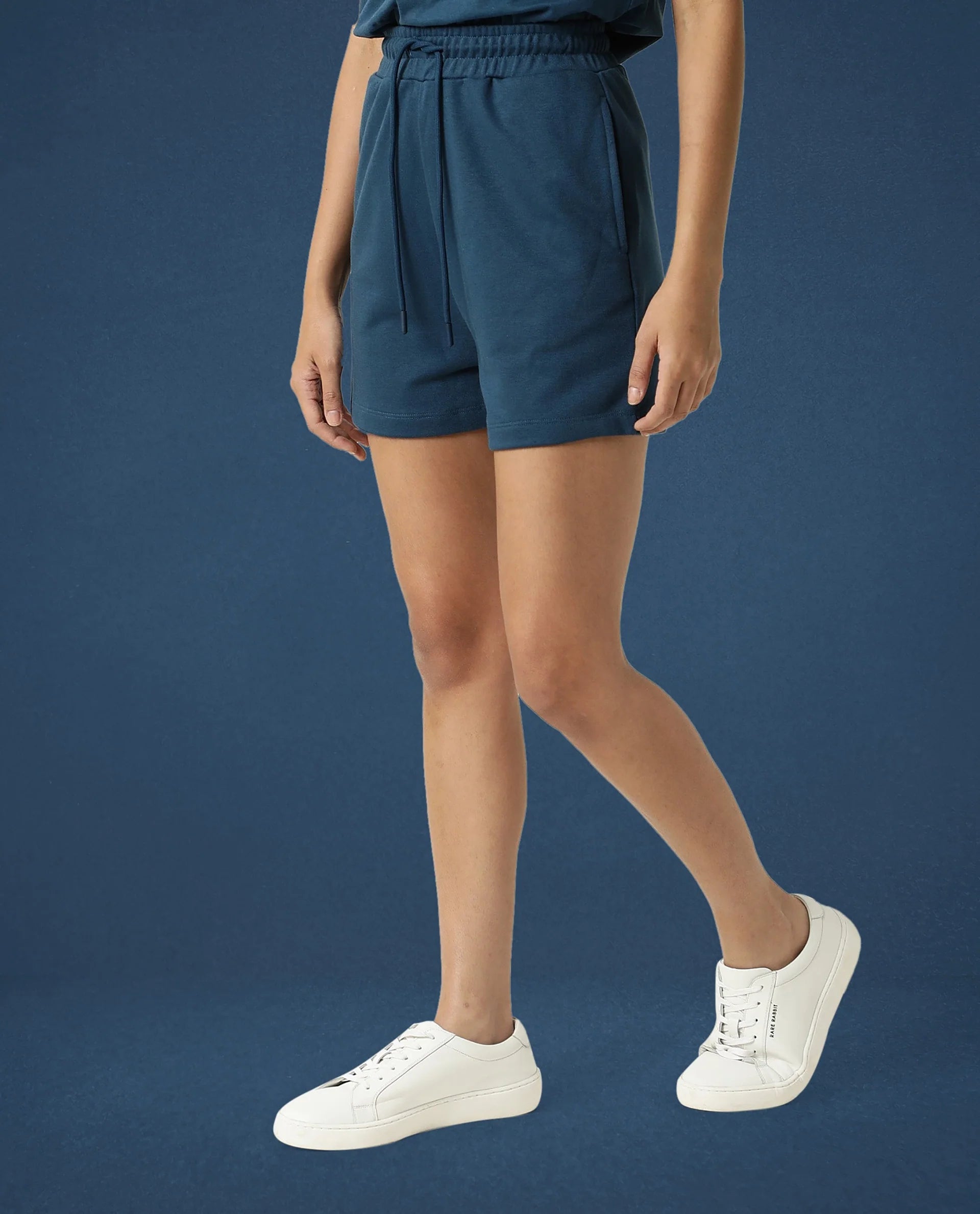 Rareism Women's Medium Weight Terry 290 Gsm Cotton Blend Plain Mini Relaxed Fit Shorts
