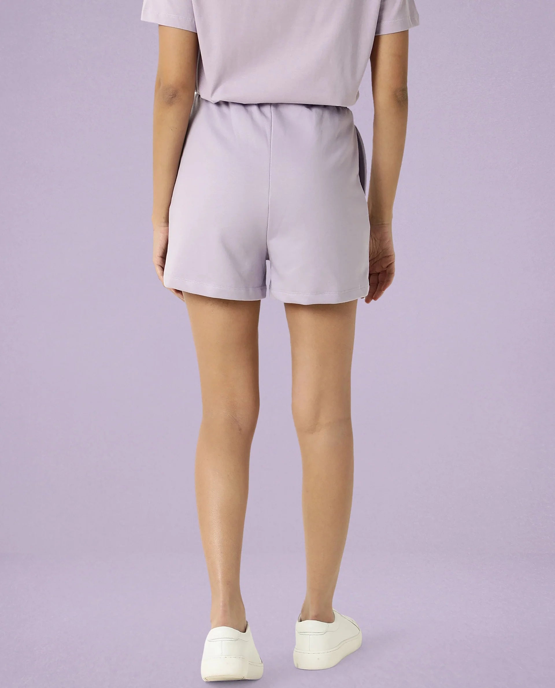 Rareism Women Ciri Light Pink Cotton Poly Fabric Relaxed Fit Solid Mid Rise Shorts