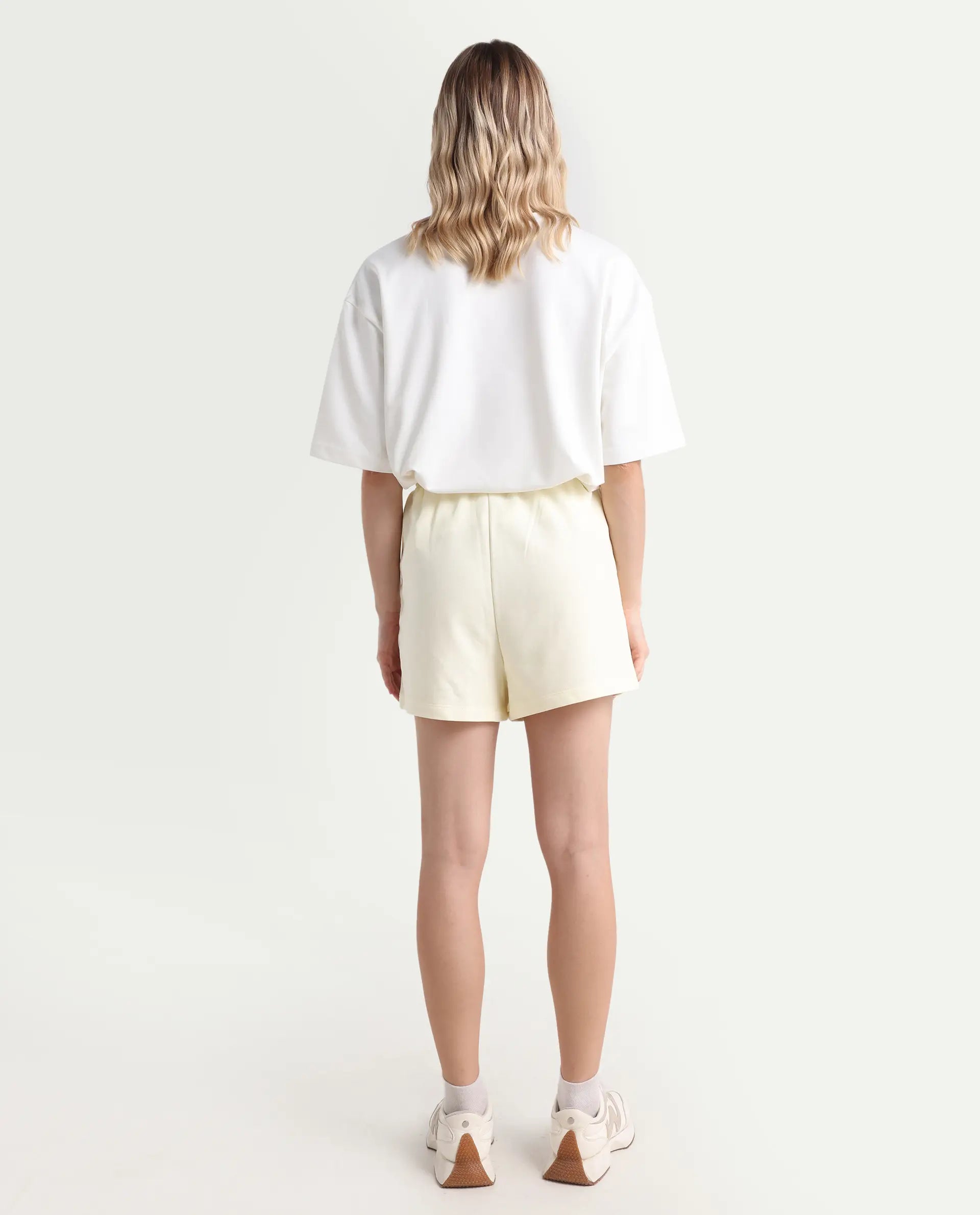 Rareism Women's Medium Weight Terry 290 Gsm Cotton Blend Plain Mini Relaxed Fit Shorts