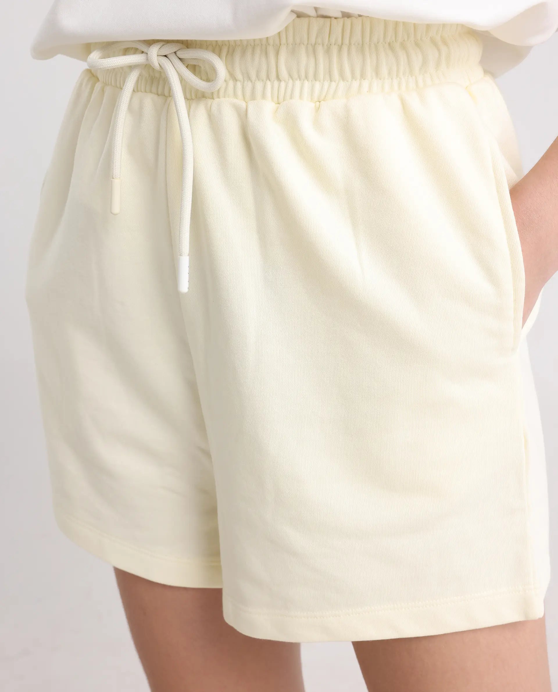 Rareism Women's Medium Weight Terry 290 Gsm Cotton Blend Plain Mini Relaxed Fit Shorts