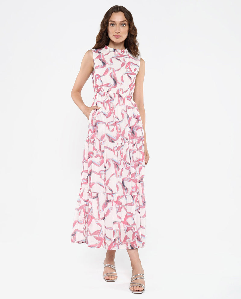 Rareism Women Garp White Printed Dress