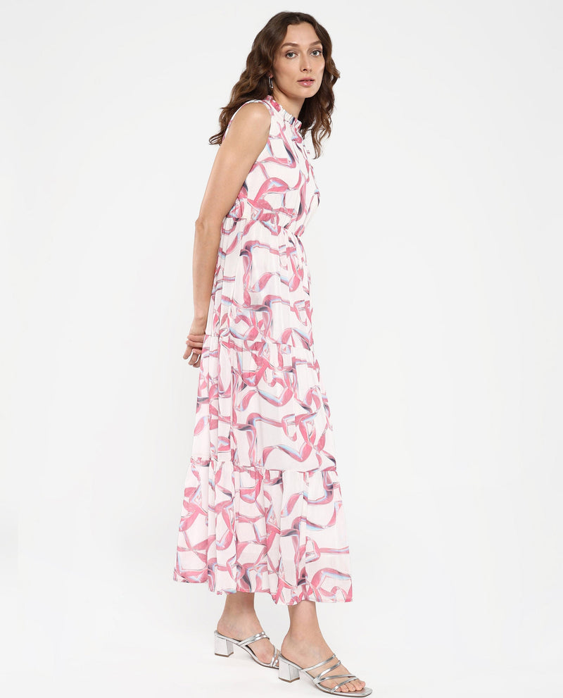 Rareism Women Garp White Printed Dress