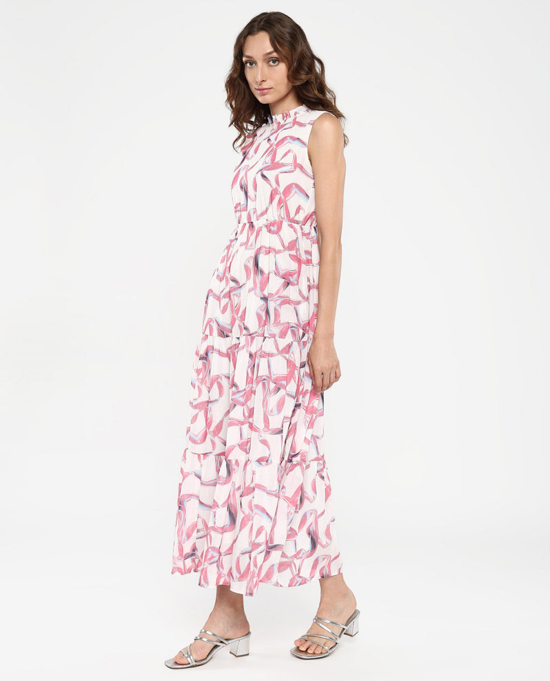 Rareism Women Garp White Printed Dress