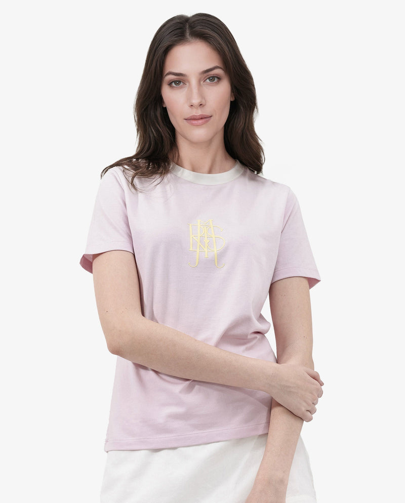 Rareism Women Cosme Pink Cotton Poly Fabric Short Sleeve Crew Neck Solid T-Shirt