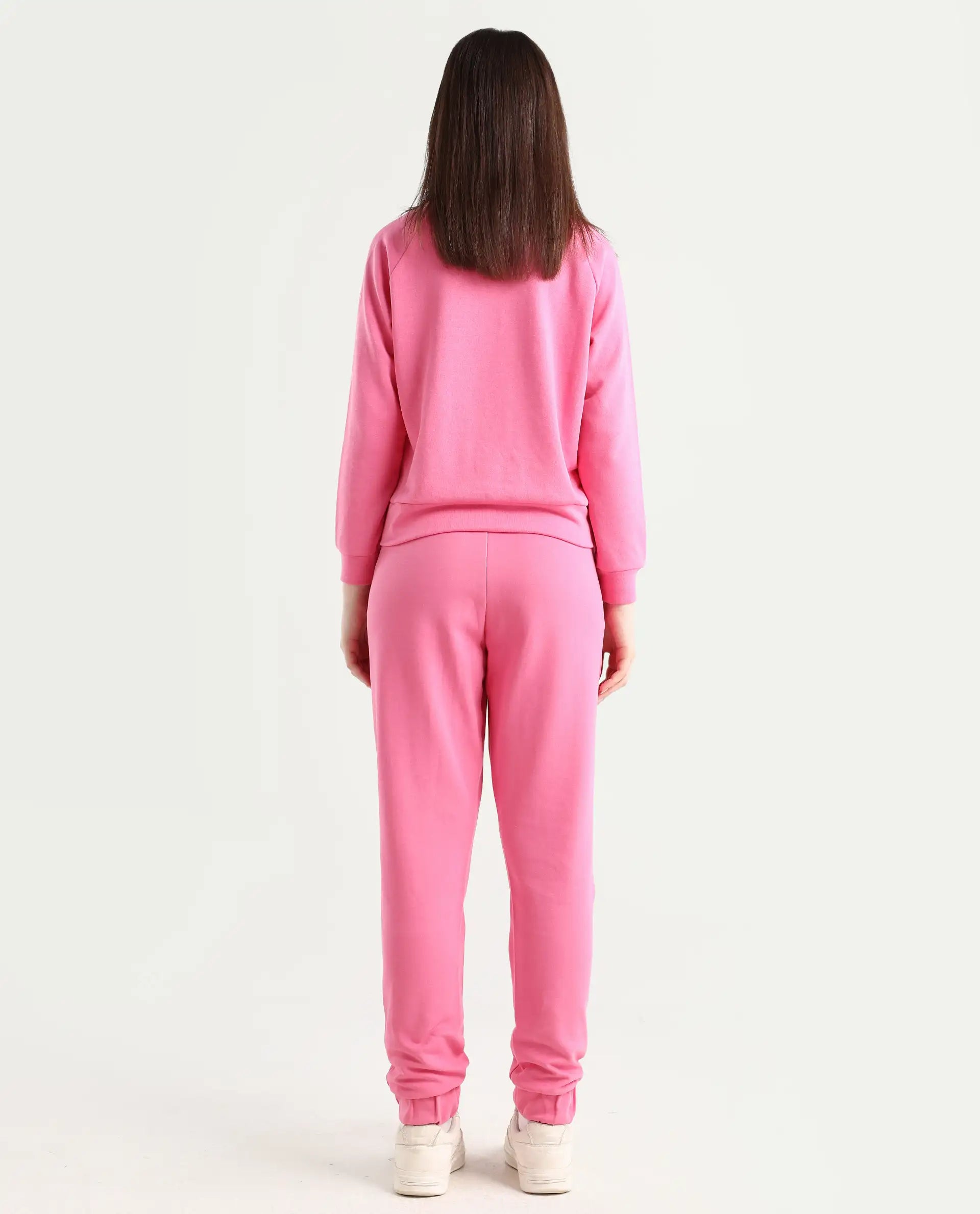 Rareism Women's Heavy Weight Interlock 340 Gsm Cotton Blend Plain Ankle Length Relaxed Fit Track Pant