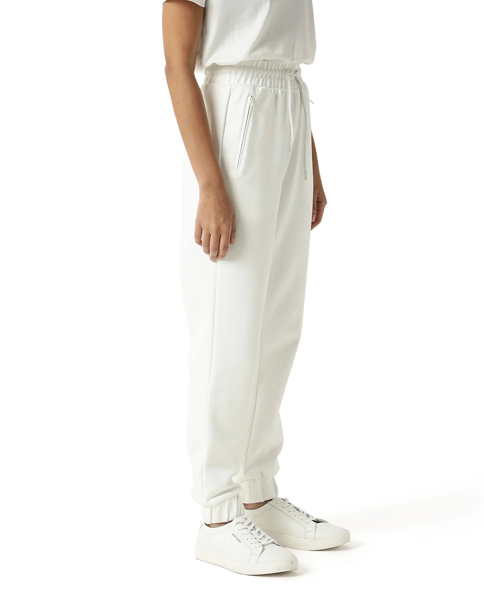 Rareism Women's Heavy Weight Interlock 340 Gsm Cotton Blend Plain Ankle Length Relaxed Fit Track Pant