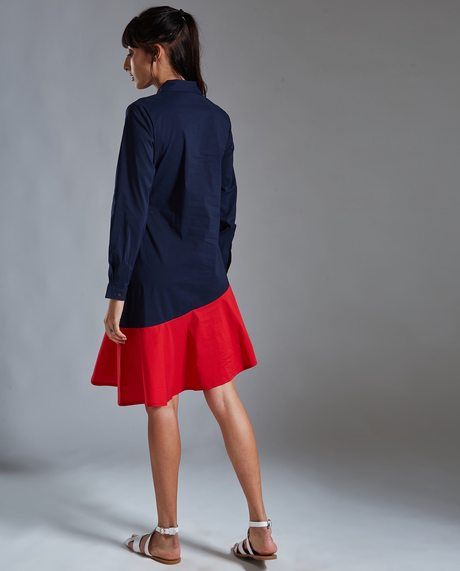 Rareism Women Dahlia Navy Dress Full Sleeves