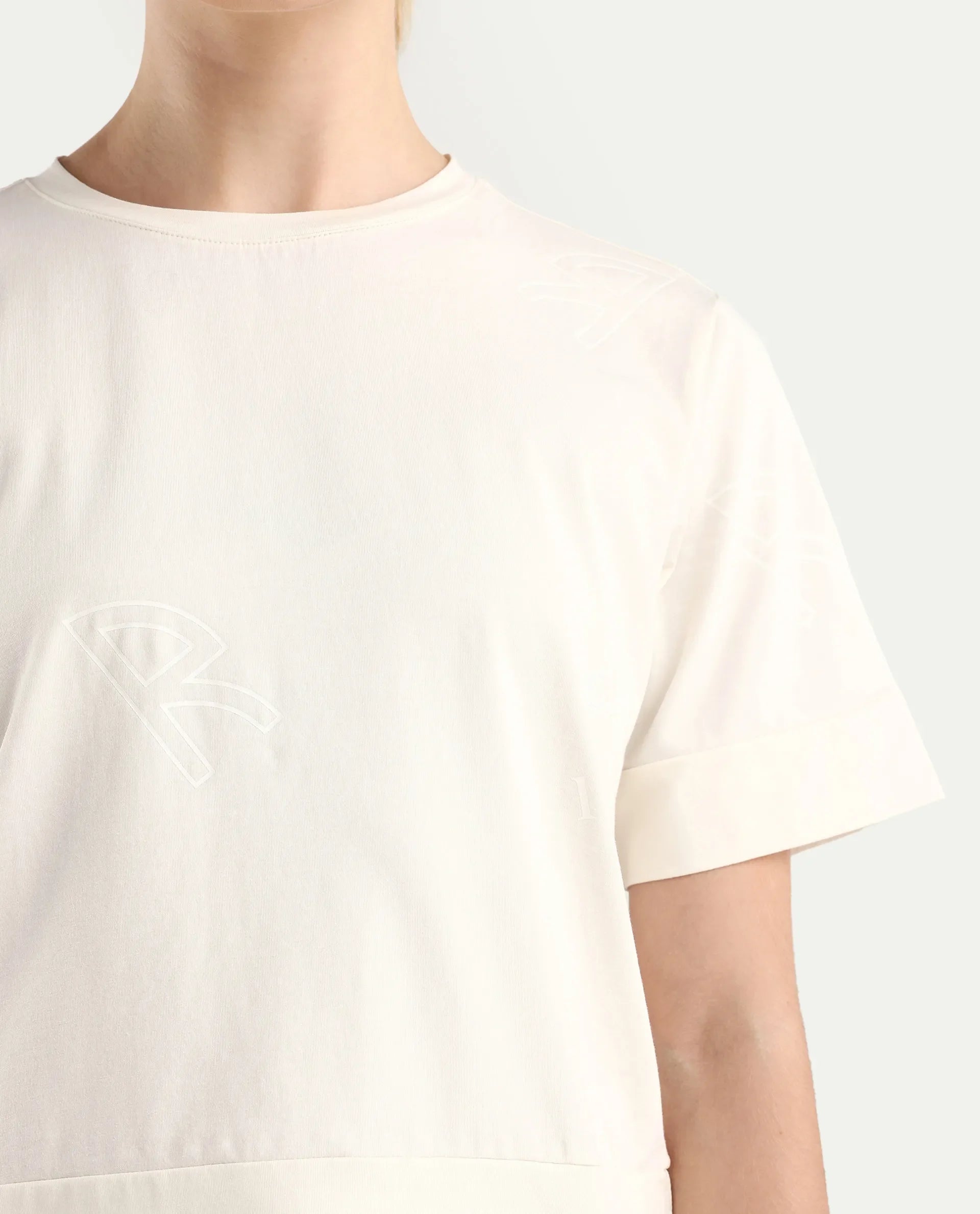 Rareism Women's Dandi Off White Cotton Blend Crew Neck Graphic Print Regular Fit T-Shirt