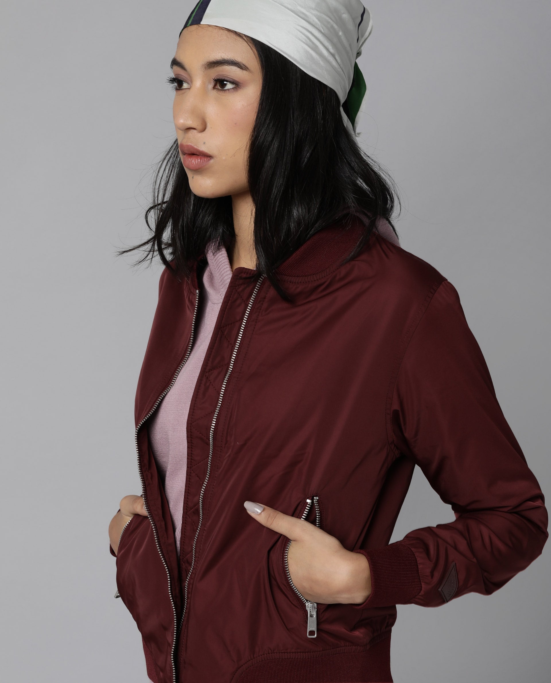 Rareism Women Dandra Purple Jacket Full Sleeves Solid