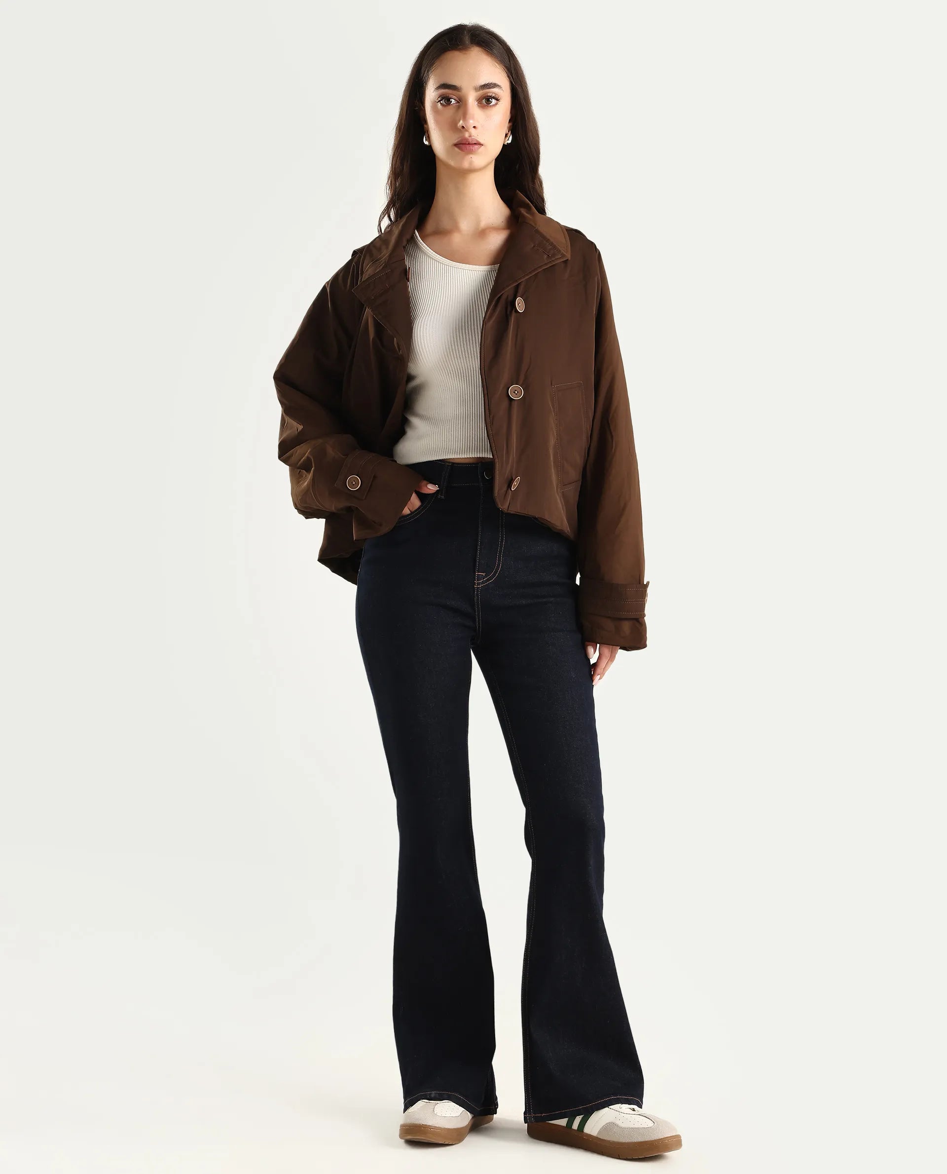 Rareism Women's Denon Dark Navy Cotton Blend Carrot Plain Jeans