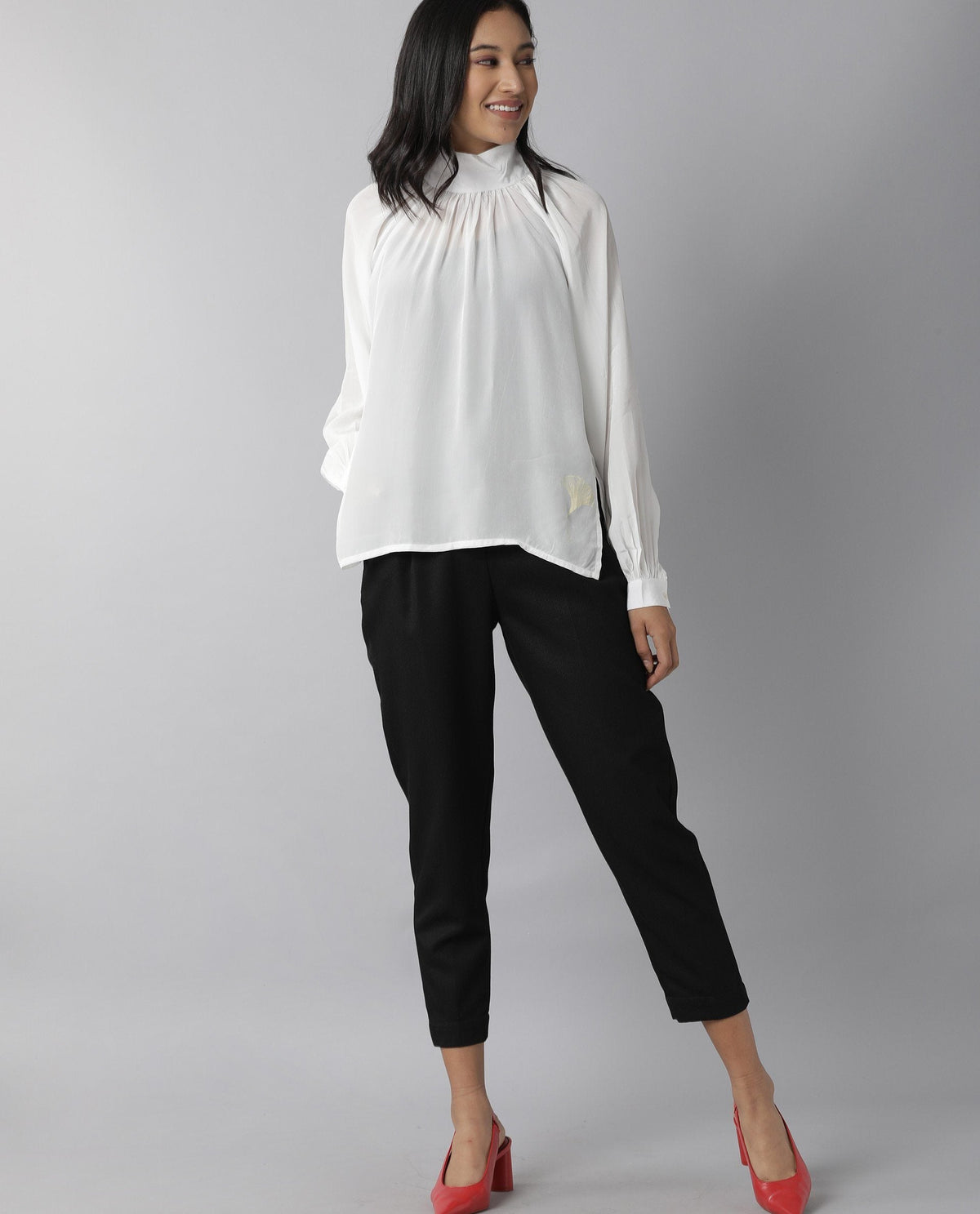 Rareism Women Domino White Top Full Sleeves Solid