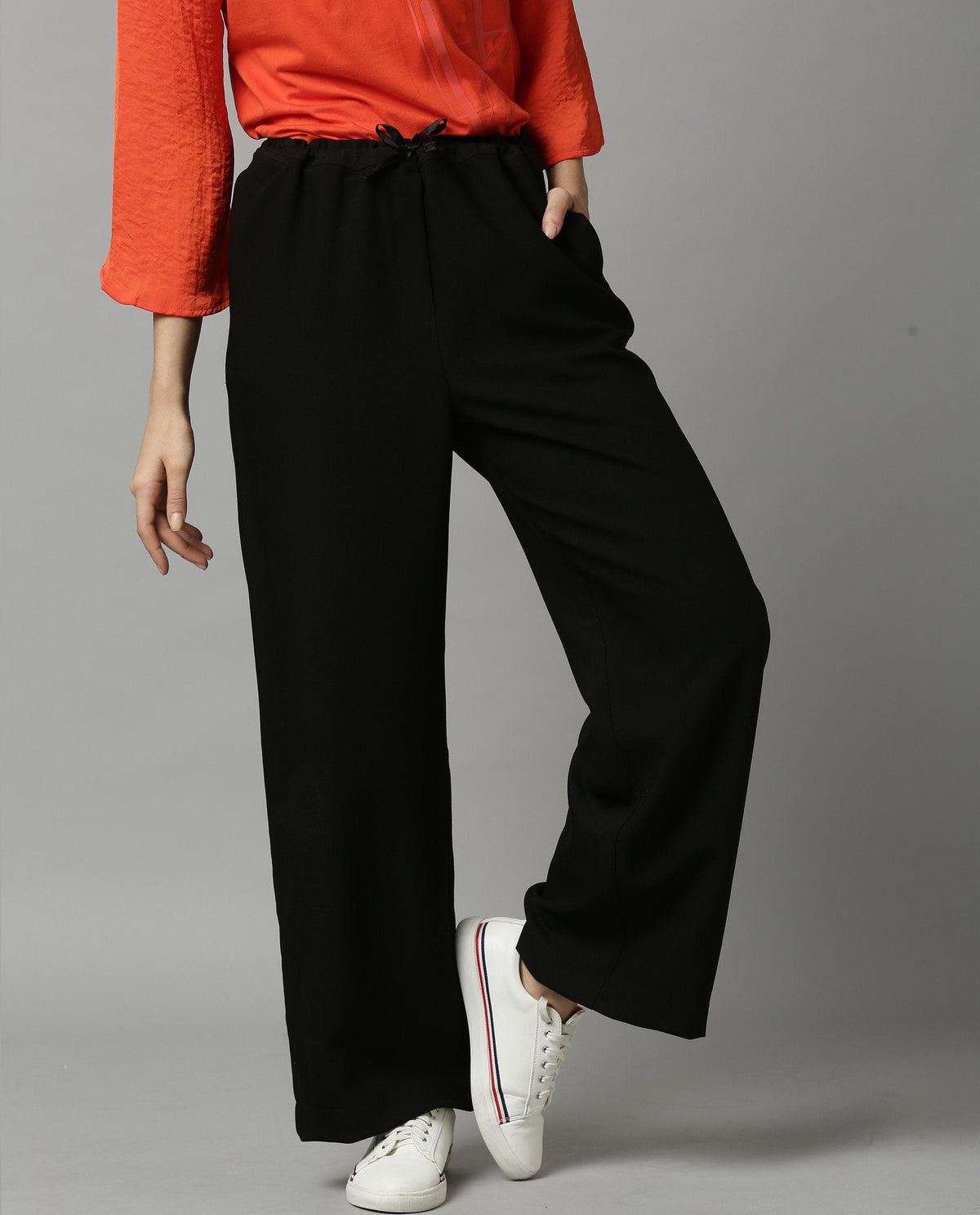 Rareism Women Delta Black Trousers Solid