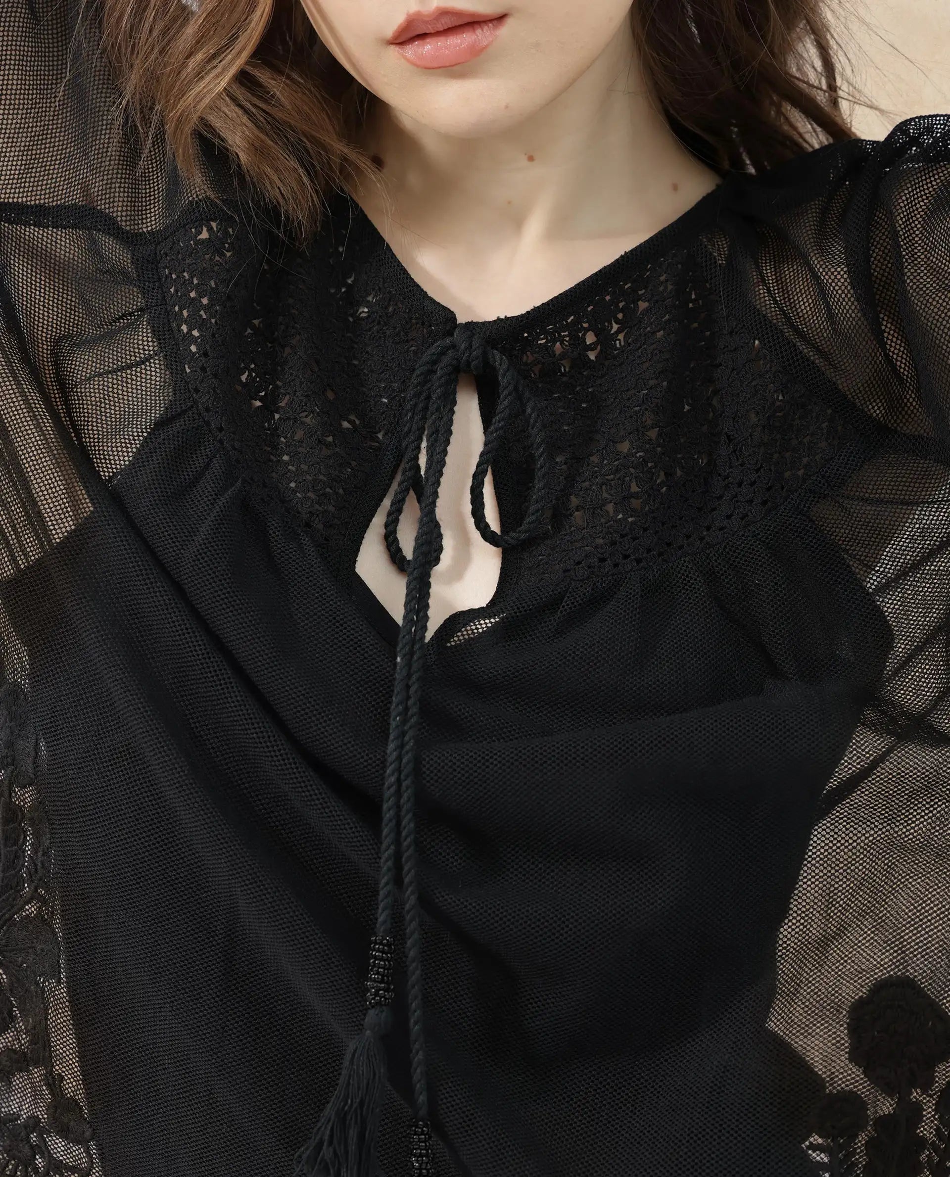 Rareism Womens Ela Black Top Dyed