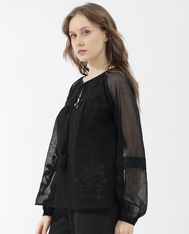 Rareism Womens Ela Black Top Dyed