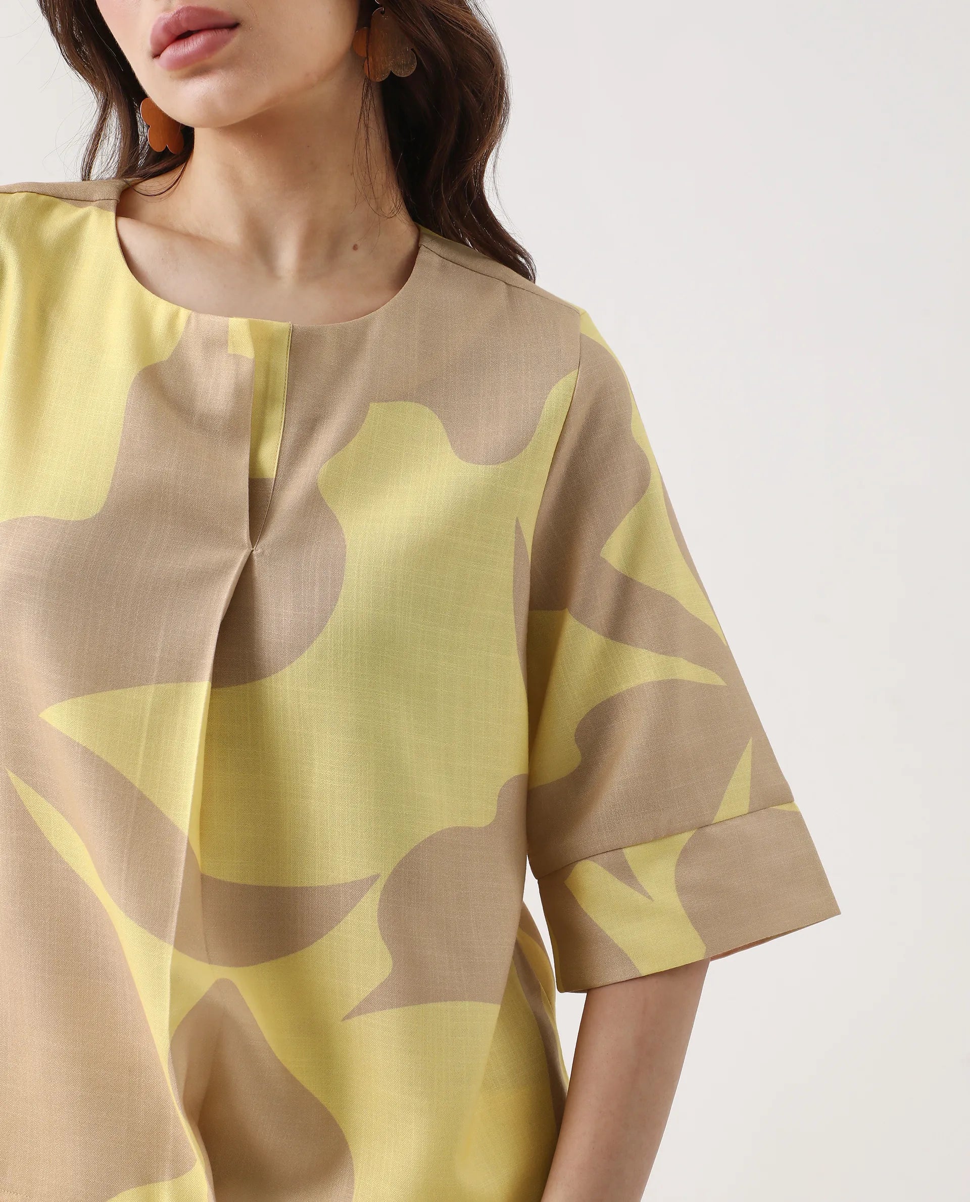 Rareism Women's Elana T Multi Polyester Crew Neck Regular Fit Top