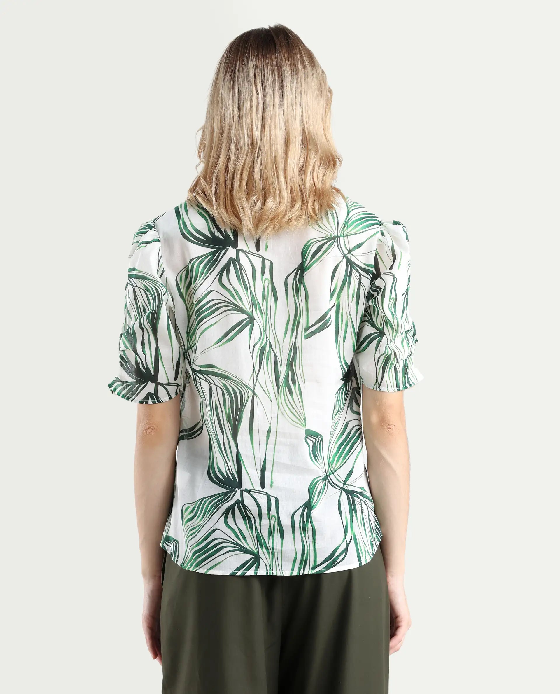 Rareism Women Elary Dark Olive Viscose Blend Button Closure Wide Leg Fit Plain Trouser