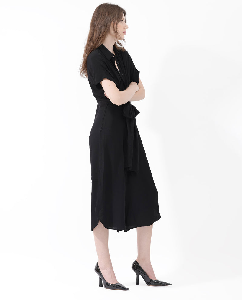 Rareism Women Ella Black Dress Short Sleeve Solid