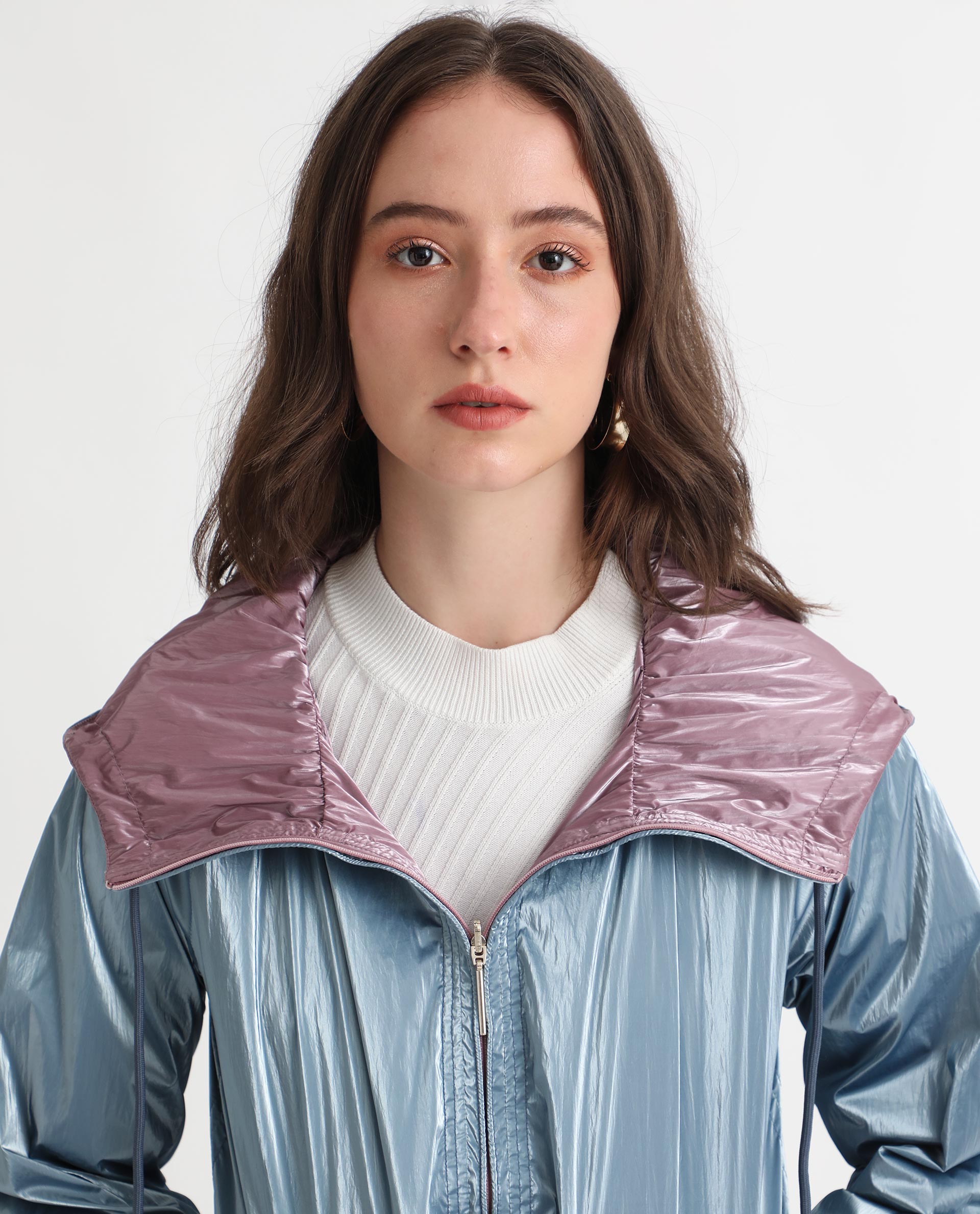 Rareism Women's Erber Pink Polyester Hooded Plain Balloon Sleeve Regular Fit Jacket