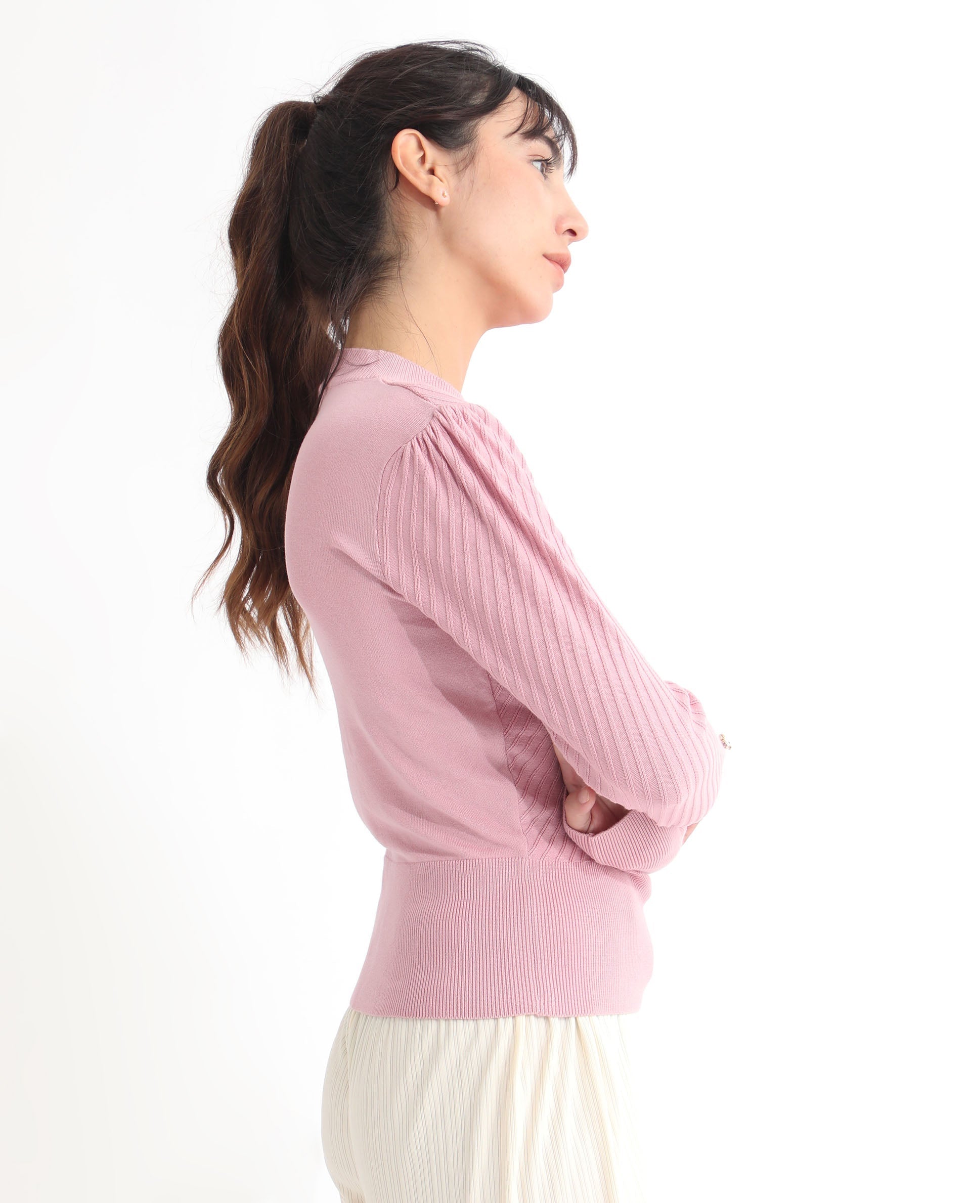 Rareism Women's Fischer Pink Viscose High Neck Plain Regular Fit Sweater