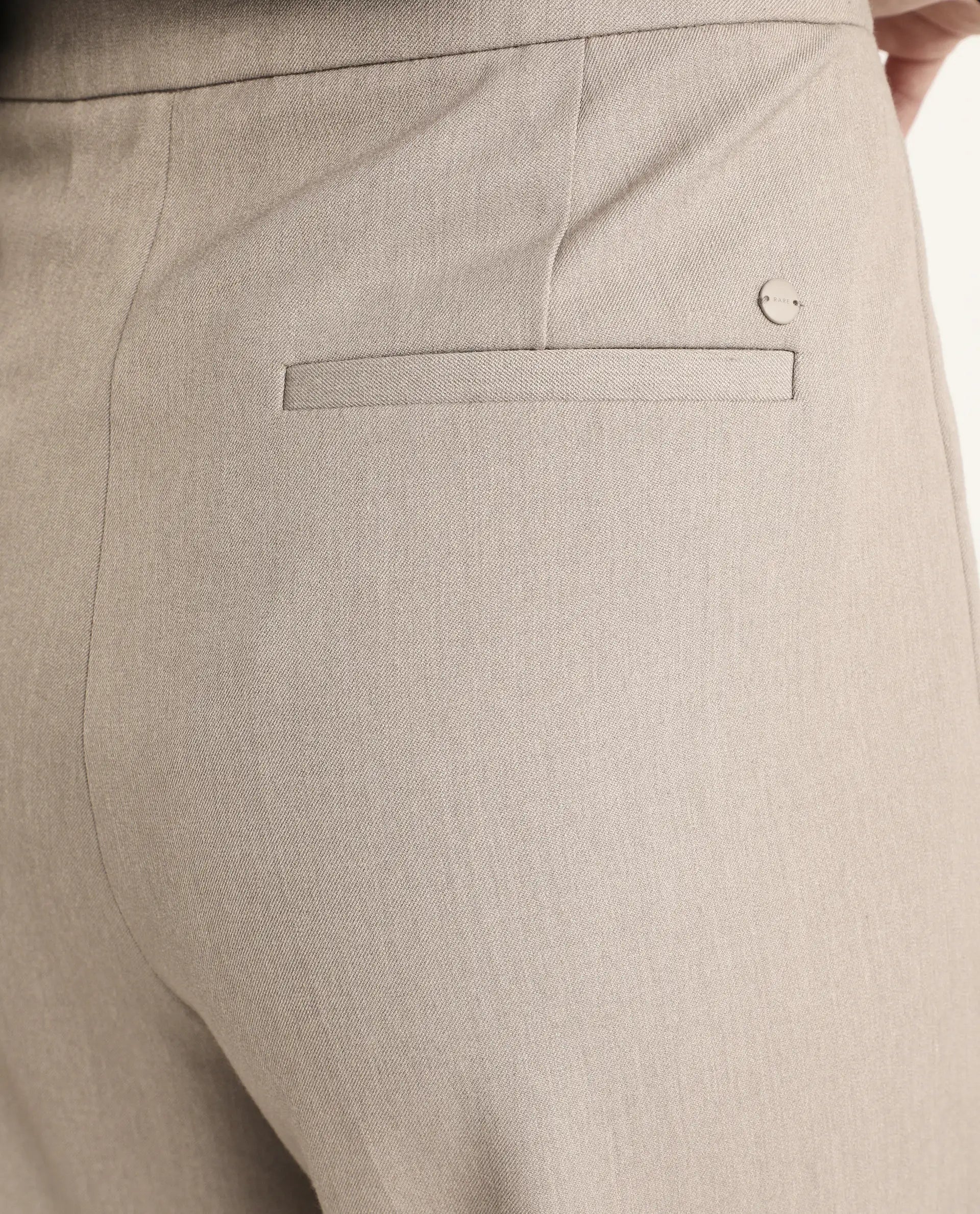 Rareism Women's Flare Fawn Polyester Blend Bootcut Ankle Length Plain Travel Trouser