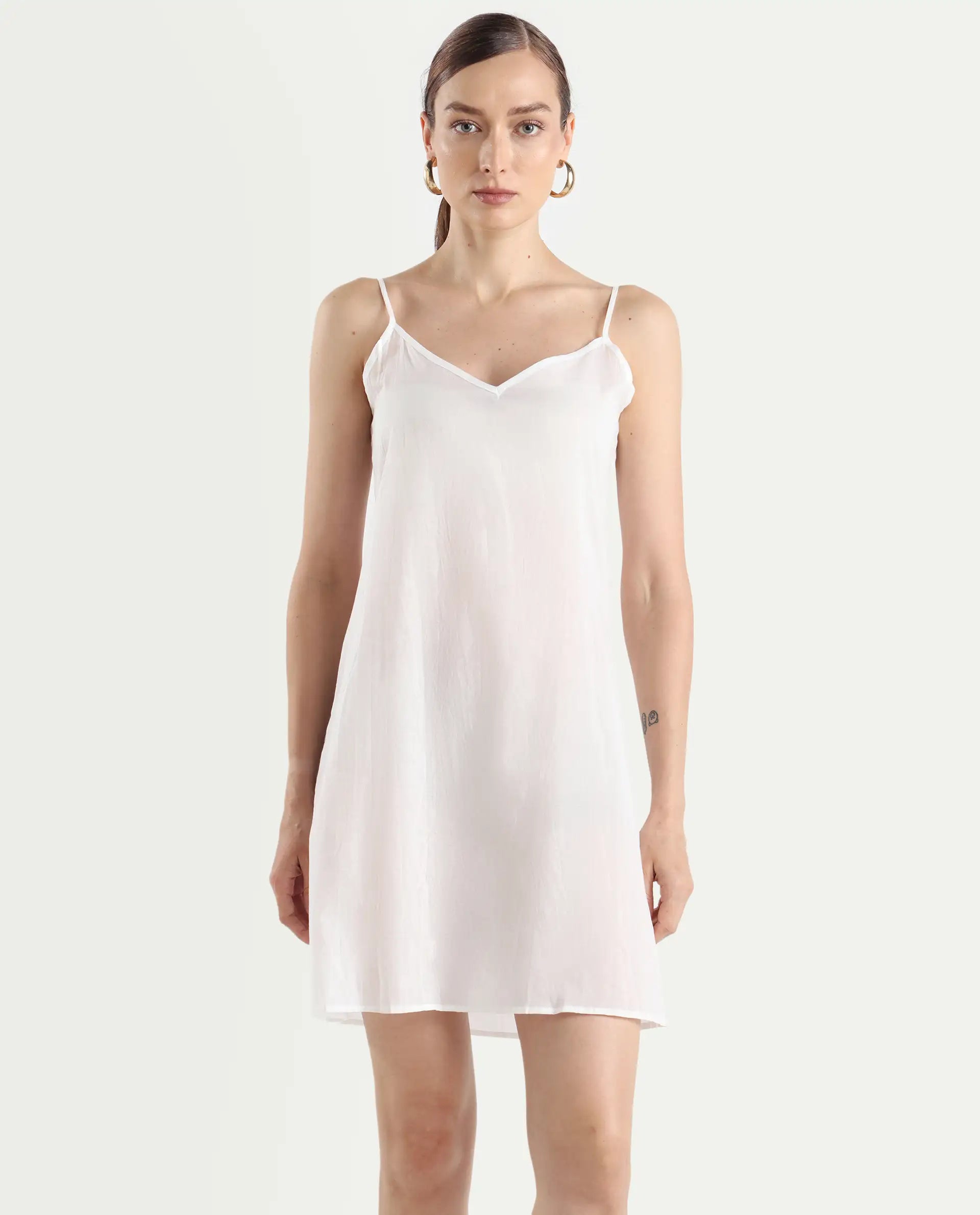 Rareism Women's Fona Multi Cotton V-Neck Floral Print Extended Sleeves Midi A-Line Dress