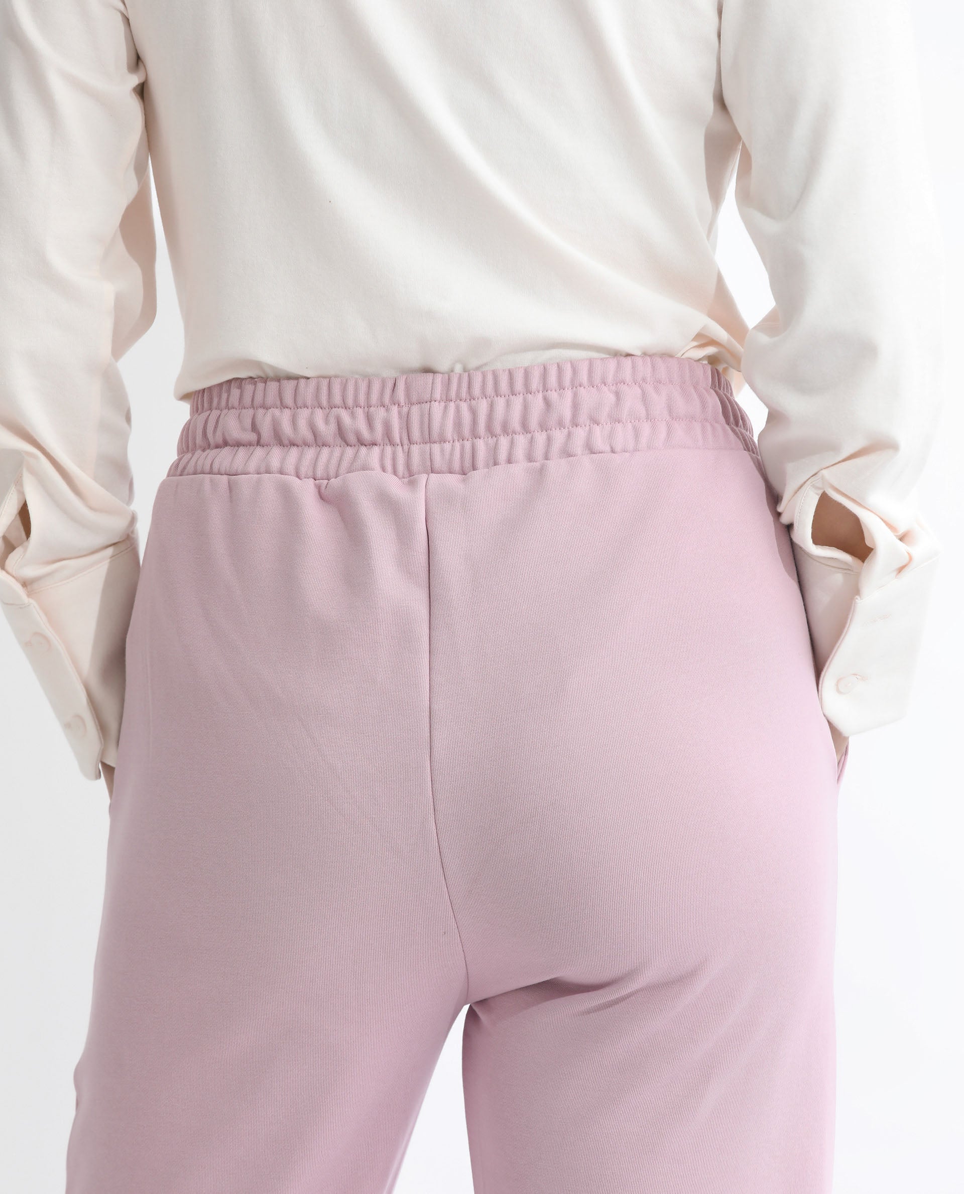 Rareism Women's Fronk Dusky Pink Polyester Blend Plain Ankle Length Tailored Track Pant