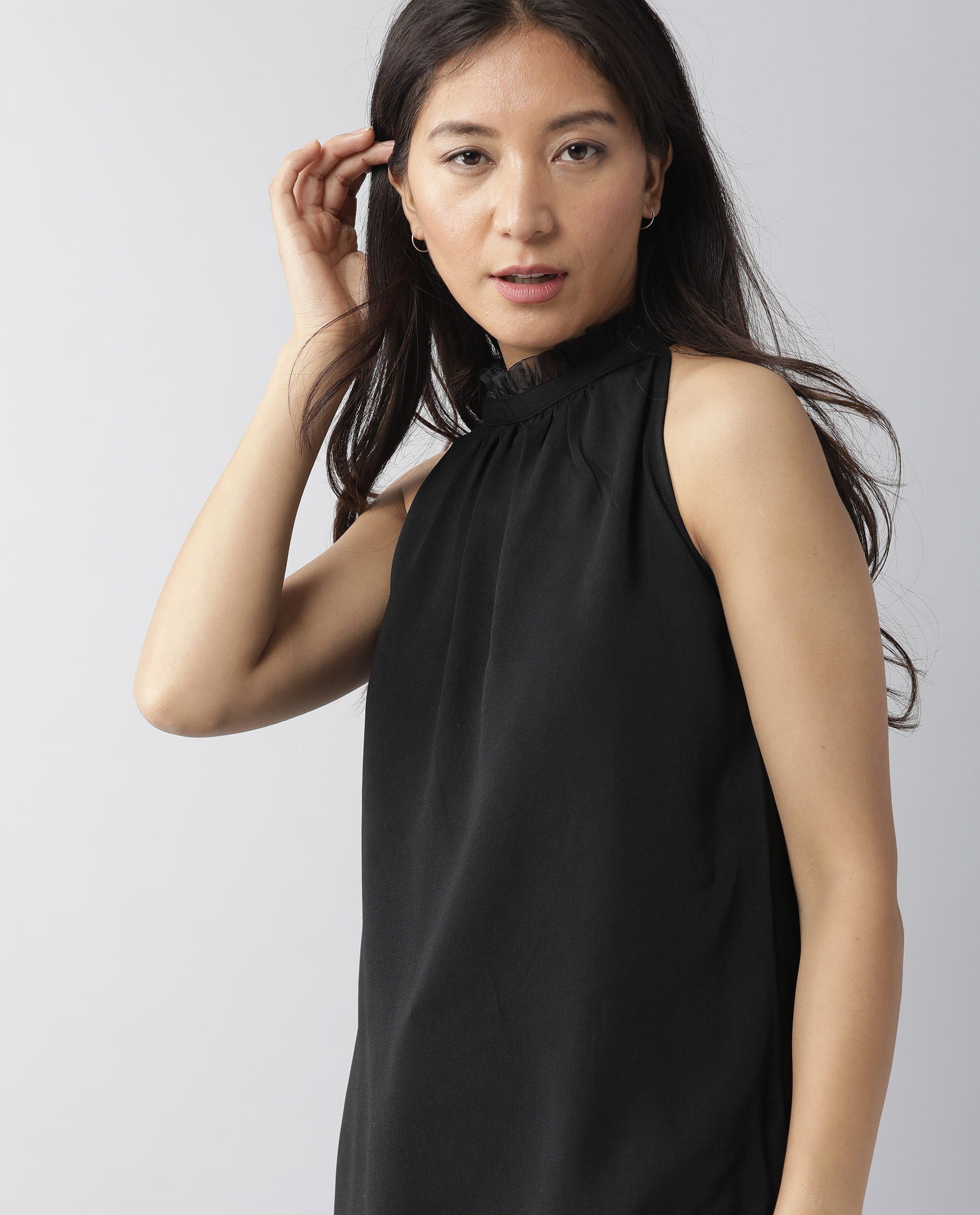 Rareism Women Gladis Black Top Sleeveless Solid