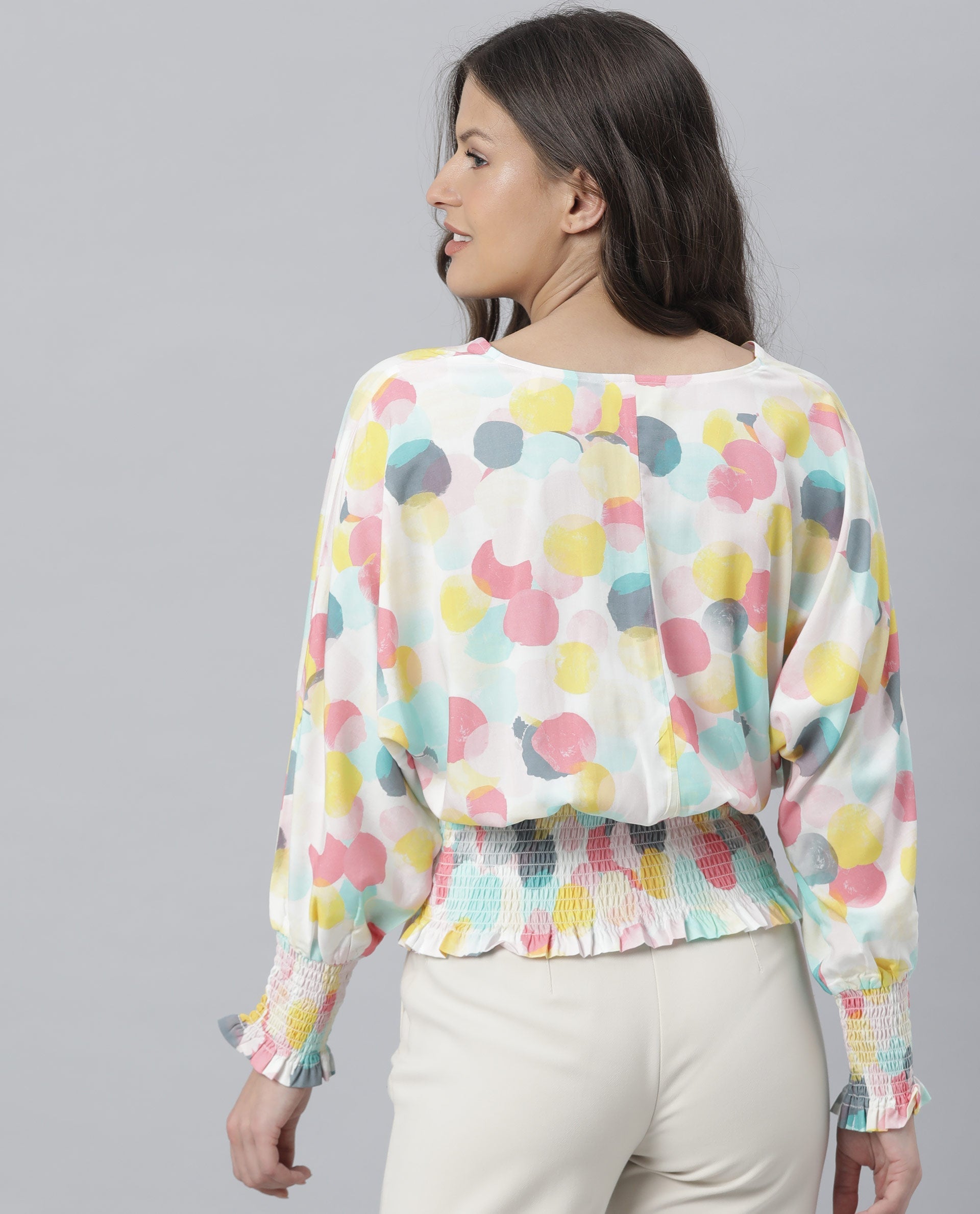 Rareism Womens Hanson Pink Top Viscose Fabric Regular Fit Full Sleeve V Neck