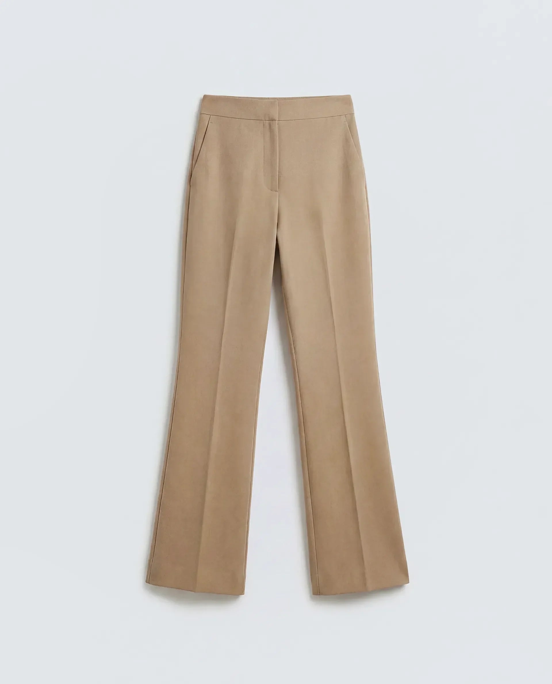 Rareism Women's Frare Khaki Viscose Bootcut Plain Trouser