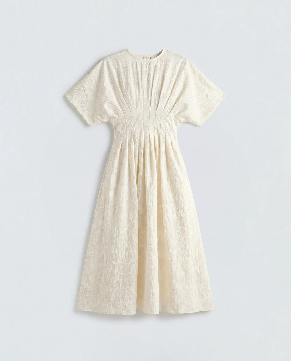 Rareism Women's Hant Off White Viscose Blend Crew Neck Fit And Flare Plain Dress