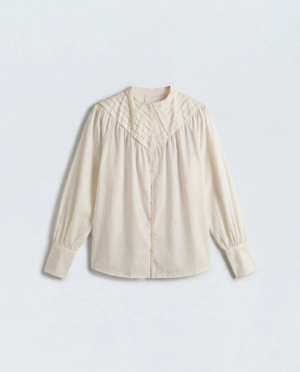 Rareism Women's Hilm Primary Beige Cotton Full Sleeve Crew Neck Regular Fit Top