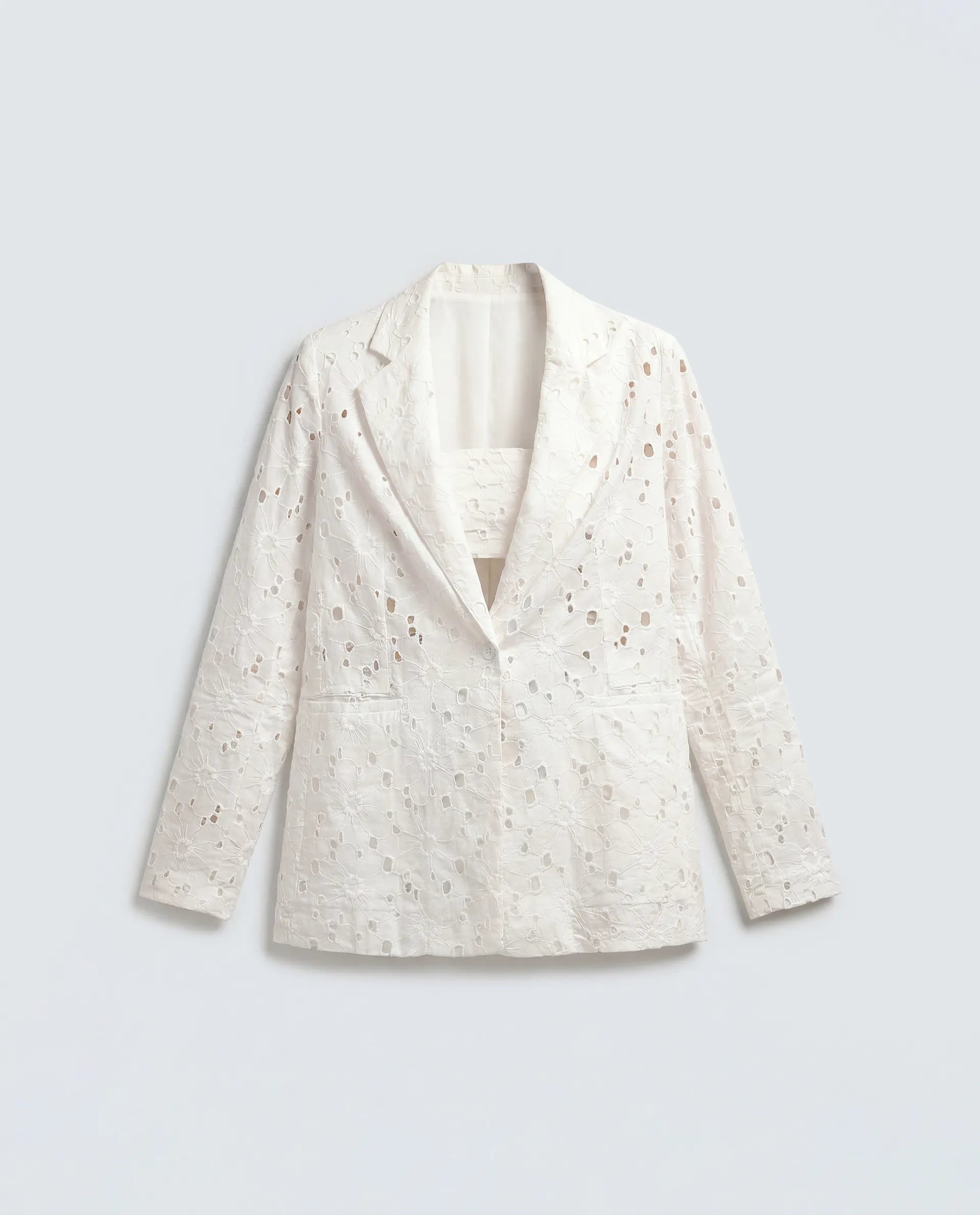 Rareism Women's Rumon Primary White Full Sleeve Lapel Neck Regular Fit Blazer