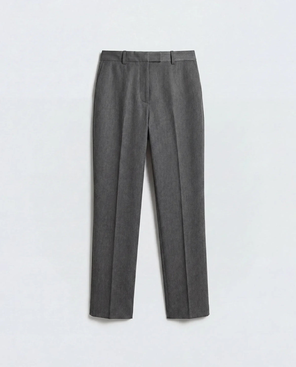 Rareism Women's Paper Grey Viscose Blend Fabric Tapered Plain Trouser