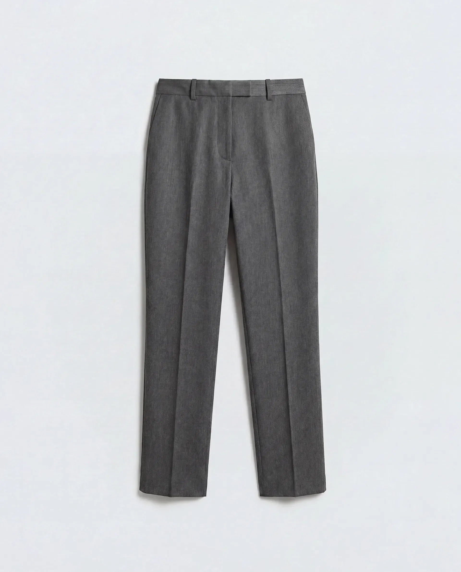 Rareism Women's Paper Grey Viscose Blend Fabric Tapered Plain Trouser