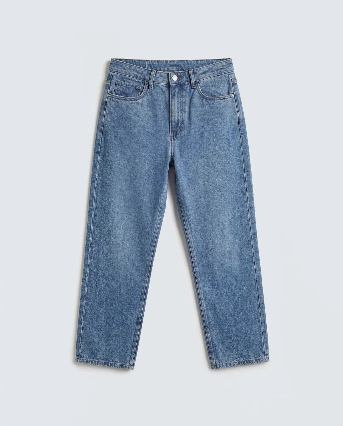 Rareism Women's Strade Blue Cotton Straight Fit Plain Jeans