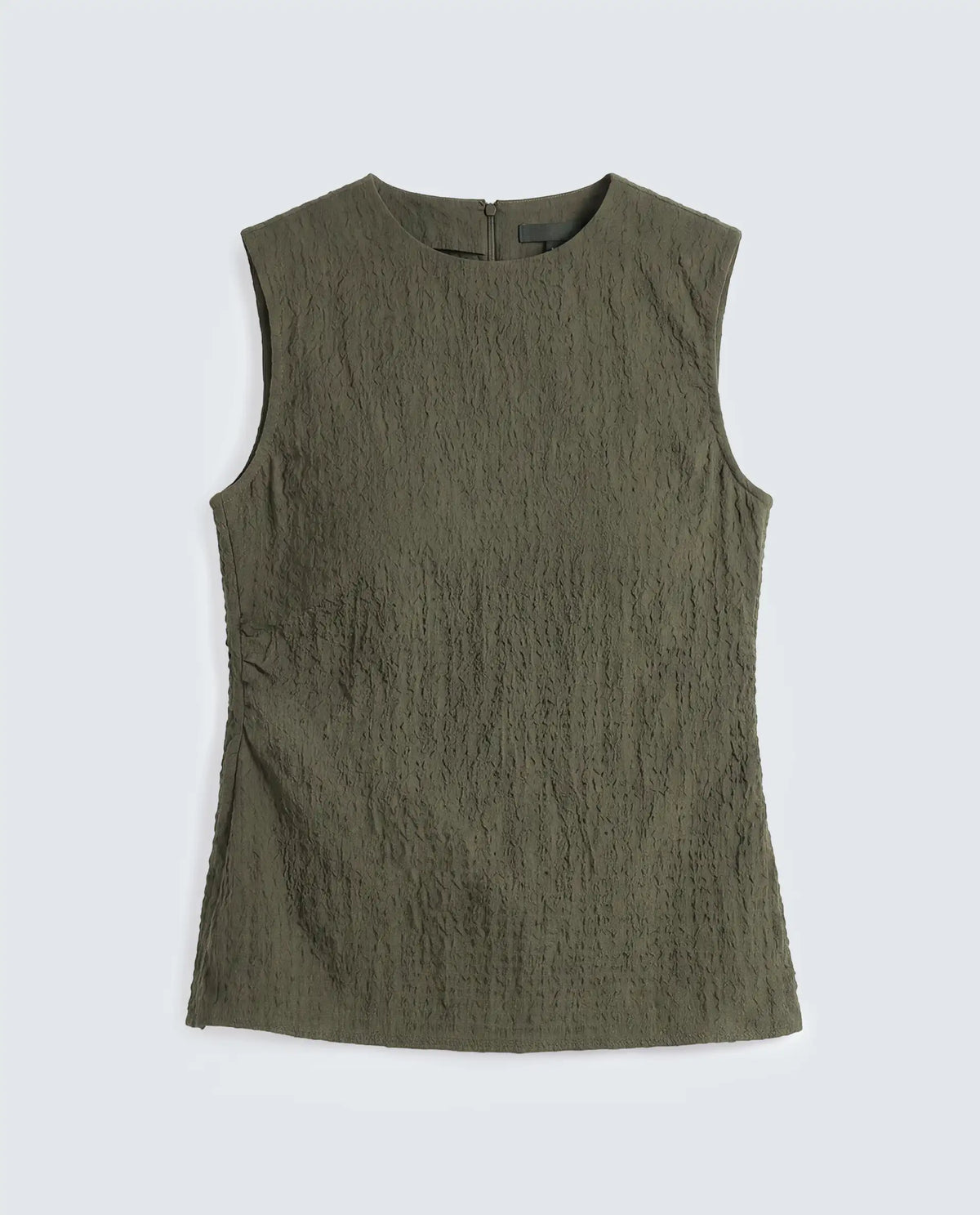 Rareism Women's Arrix-T Olive Polyester Sleeveless Regular Fit Plain Top
