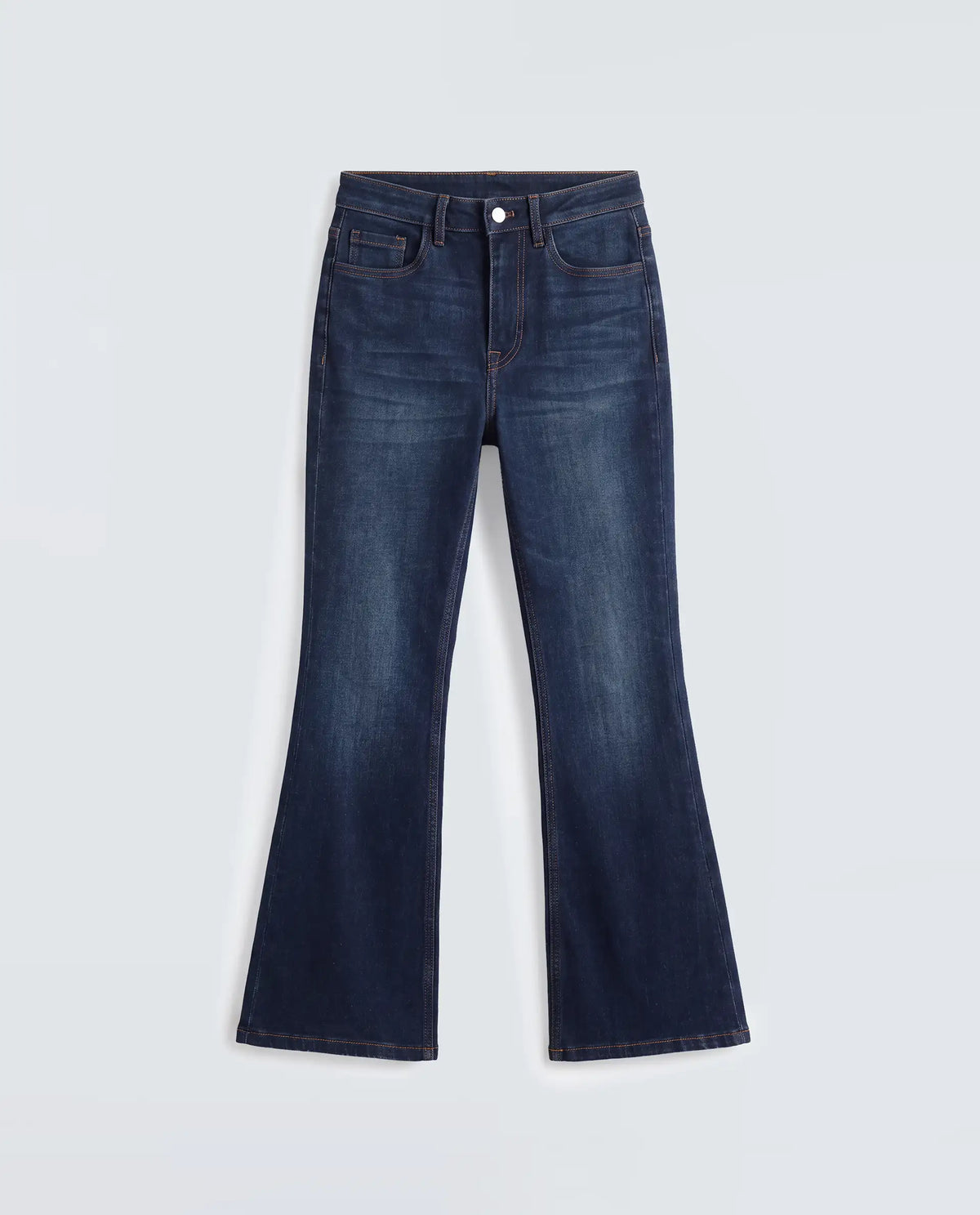 Rareism Women's Benod Dark Blue Cotton Blend Bootcut Plain Jeans