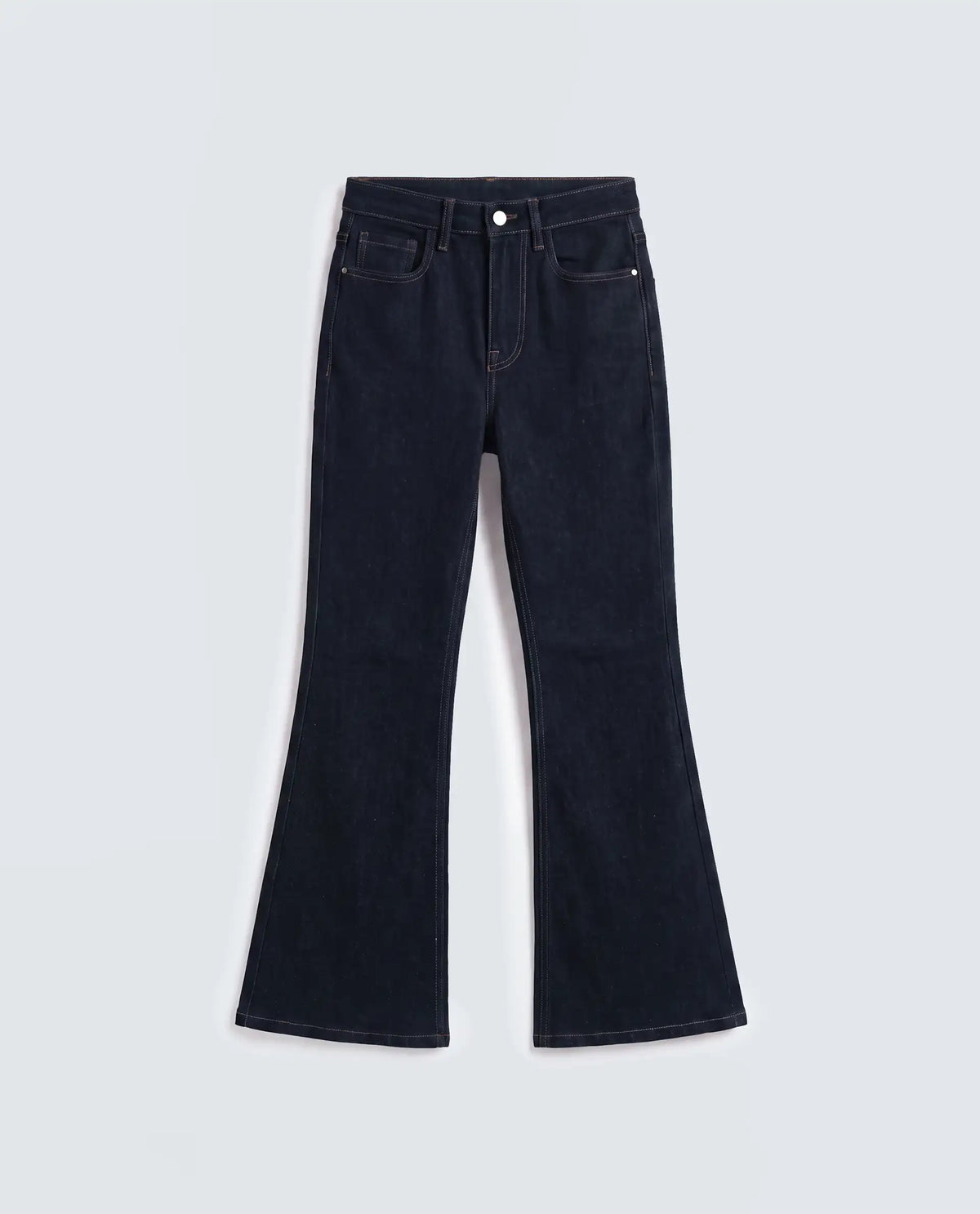 Rareism Women's Benon Dark Navy Cotton Blend Bootcut Plain Jeans