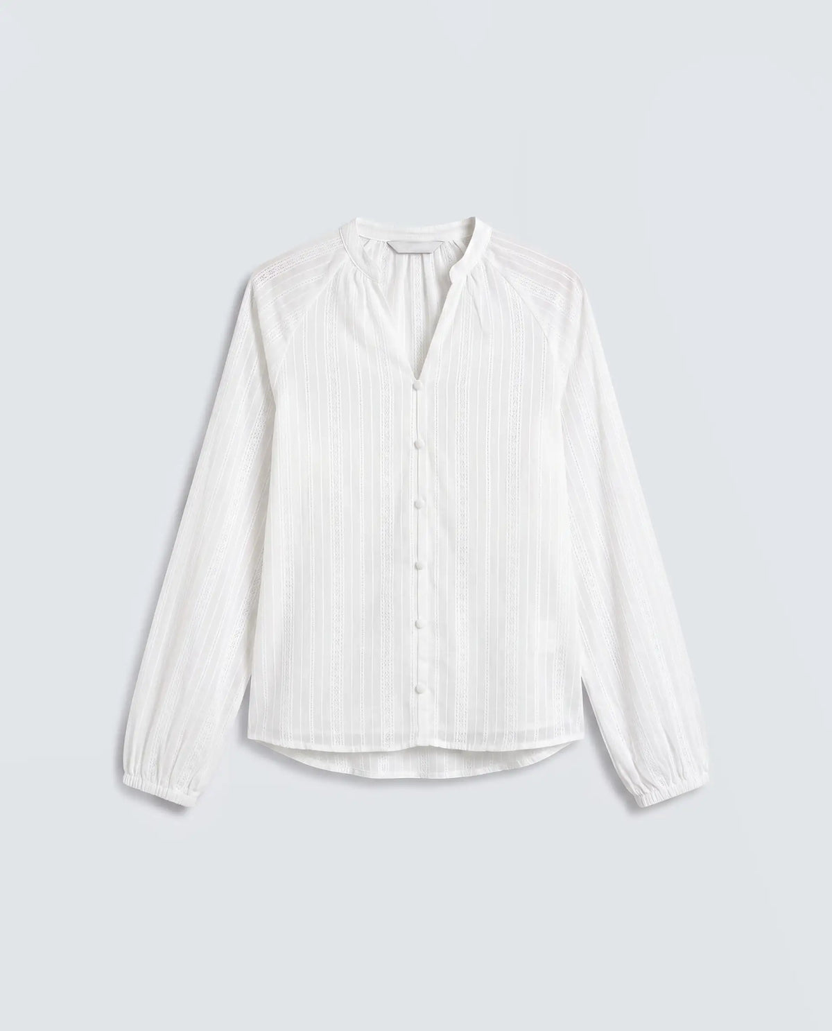 Rareism Women's Cava White Cotton Full Sleeve Regular Fit Plain Top