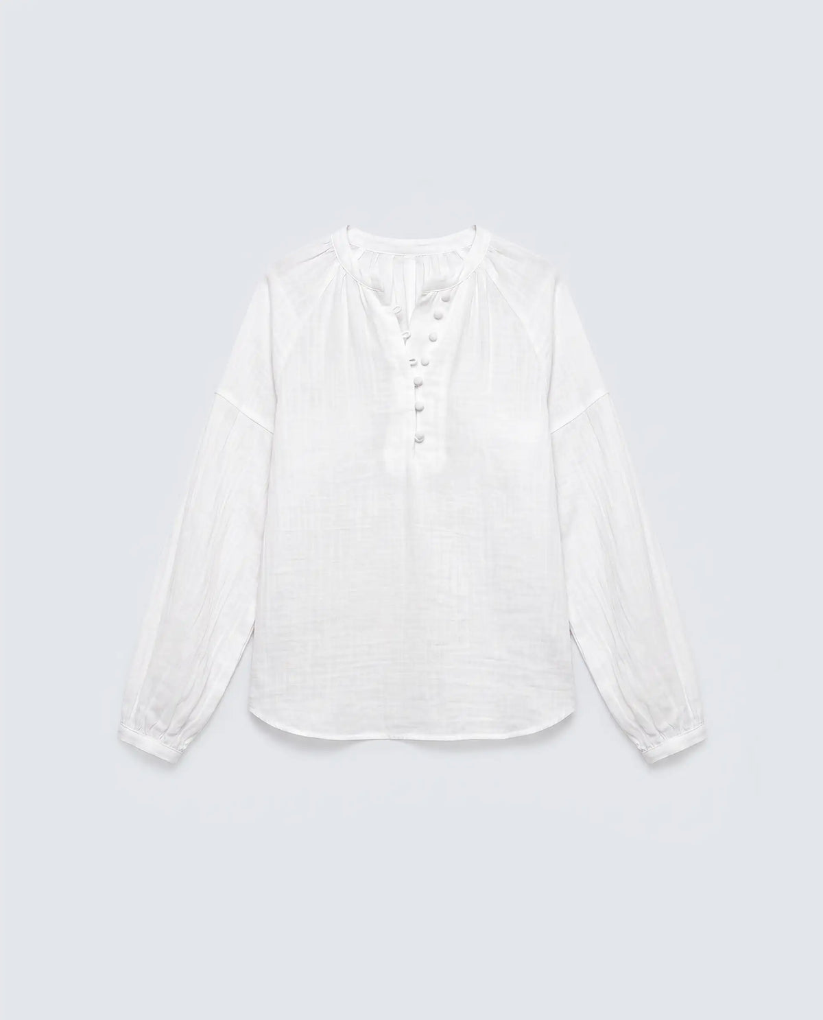 Rareism Women's Rudin White Cotton Band Collar Relaxed Plain Top