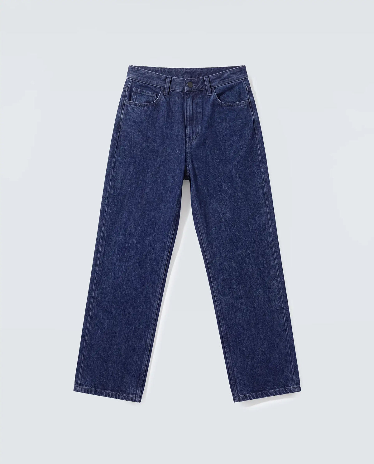 Rareism Women's Stella Dark Blue Cotton Straight Fit Plain Jeans
