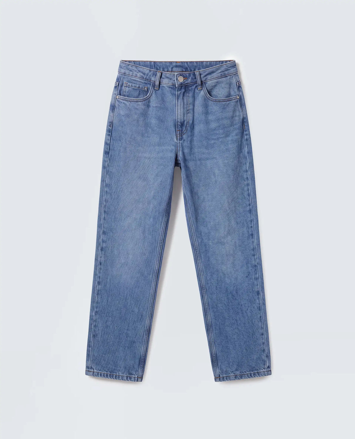 Rareism Women's Strade Blue Cotton Straight Fit Plain Jeans