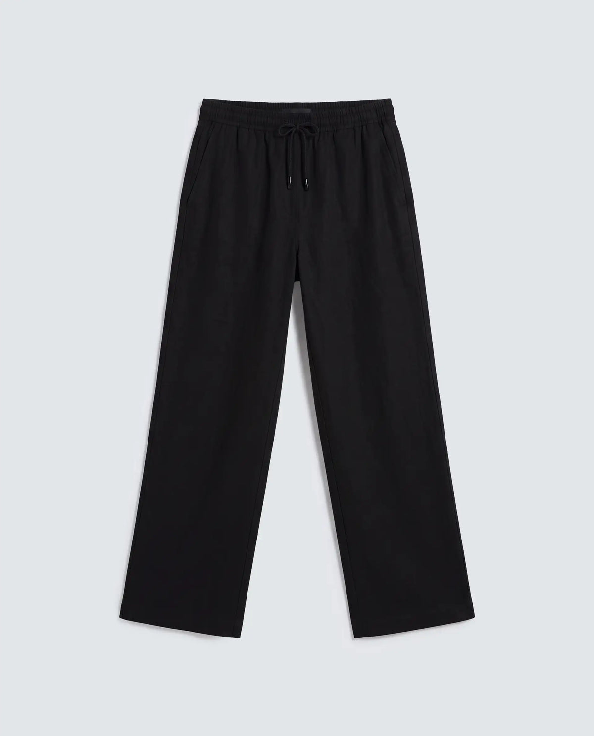 Rareism Women's Uniq Light Black Linen Blend Straight Plain Trouser