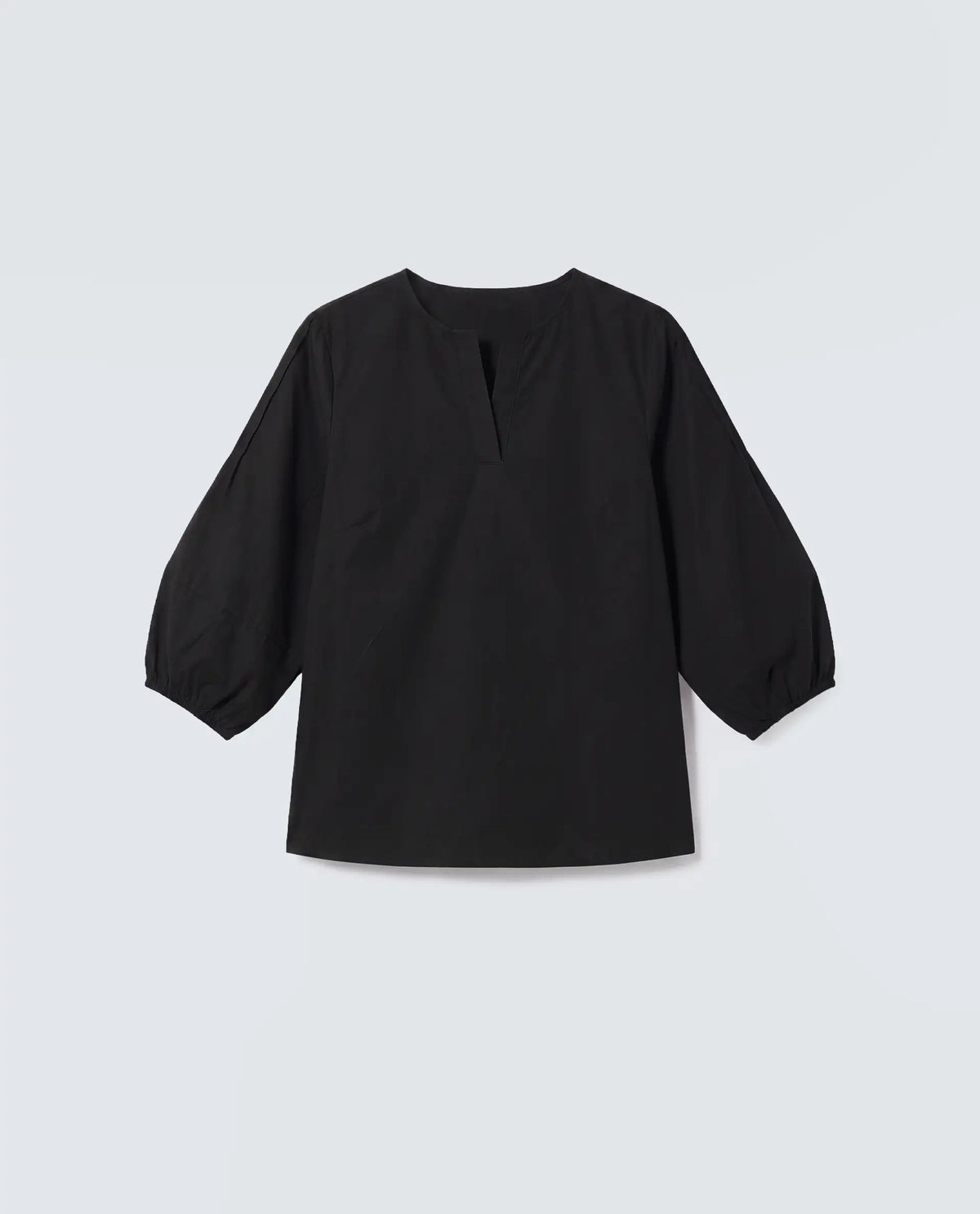 Rareism Women's Varek Black Cotton 3/4Th Sleeve Relaxed Fit Plain Top
