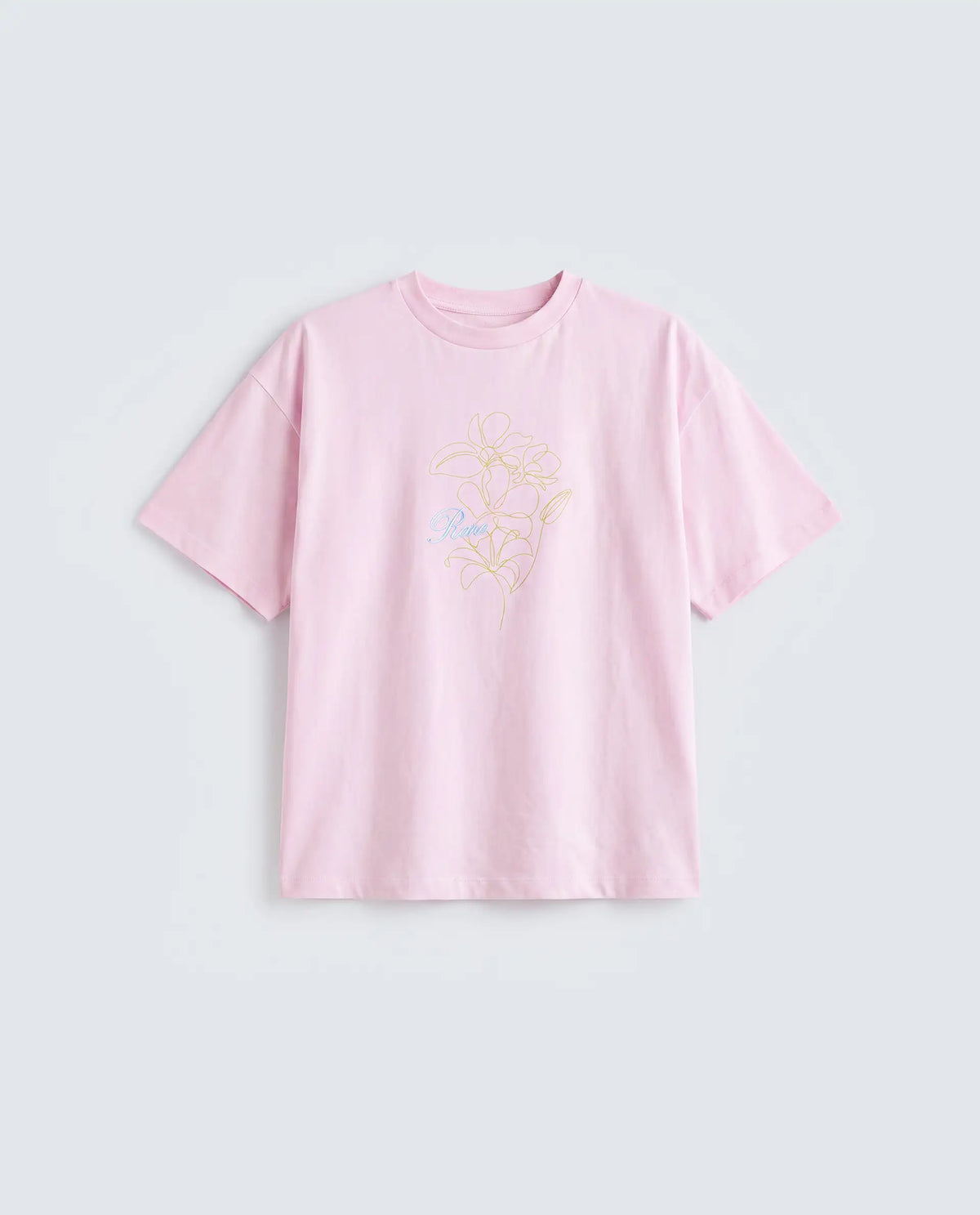 Rareism Women's Zew Light Pink Cotton Crew Neck Pull-On Boxy Plain T-Shirt