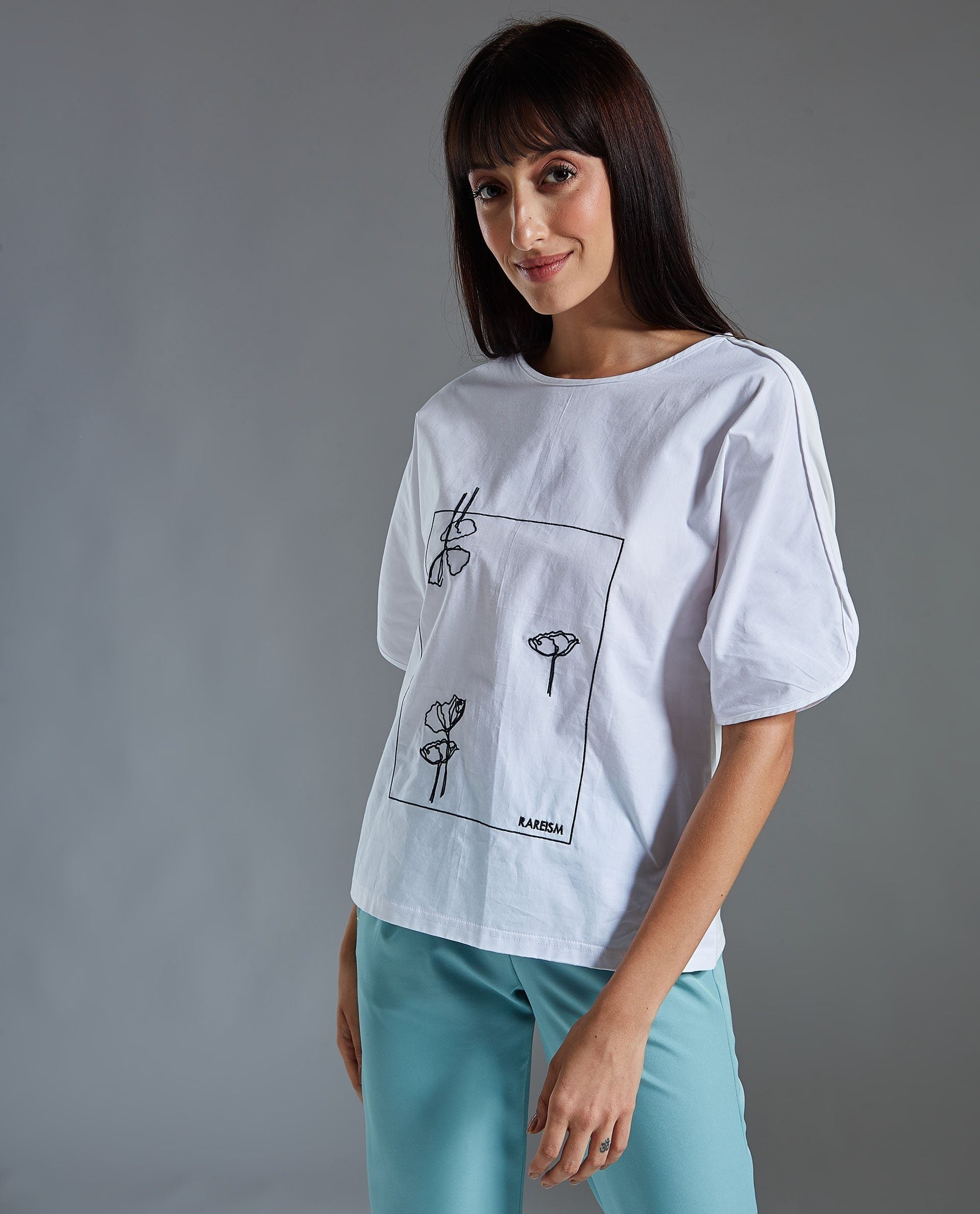 Rareism Women Hersheys White Top Short Sleeves