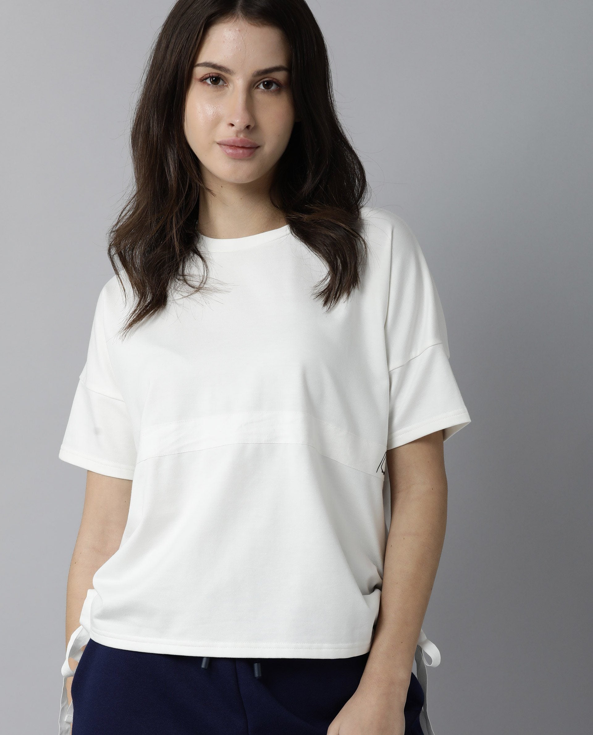 Rareism Womens Hoa Off White T-Shirt Polycotton Fabric Short Sleeve Regular Fit Round Neck