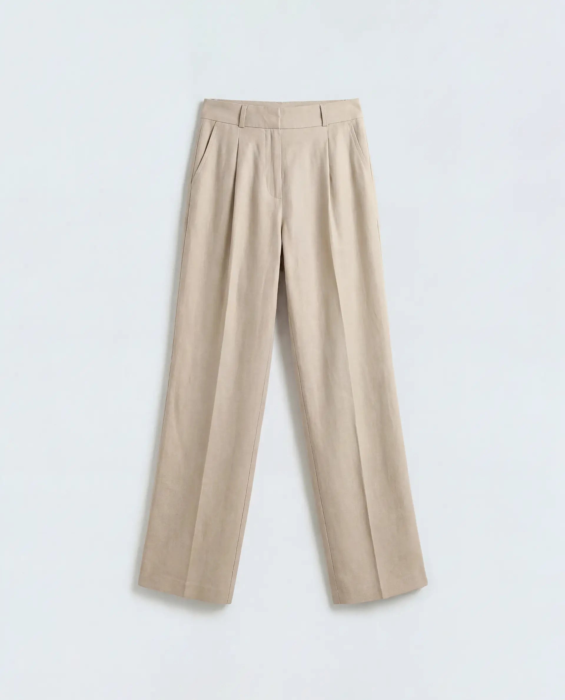 Rareism Women's Linzy-B Beige 100% Linen Straight Plain Trouser