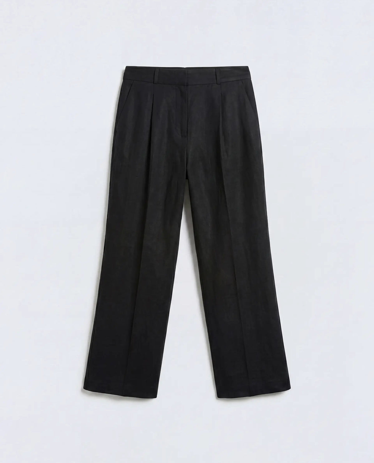 Rareism Women's Linzy-B Black 100% Linen Straight Plain Trouser