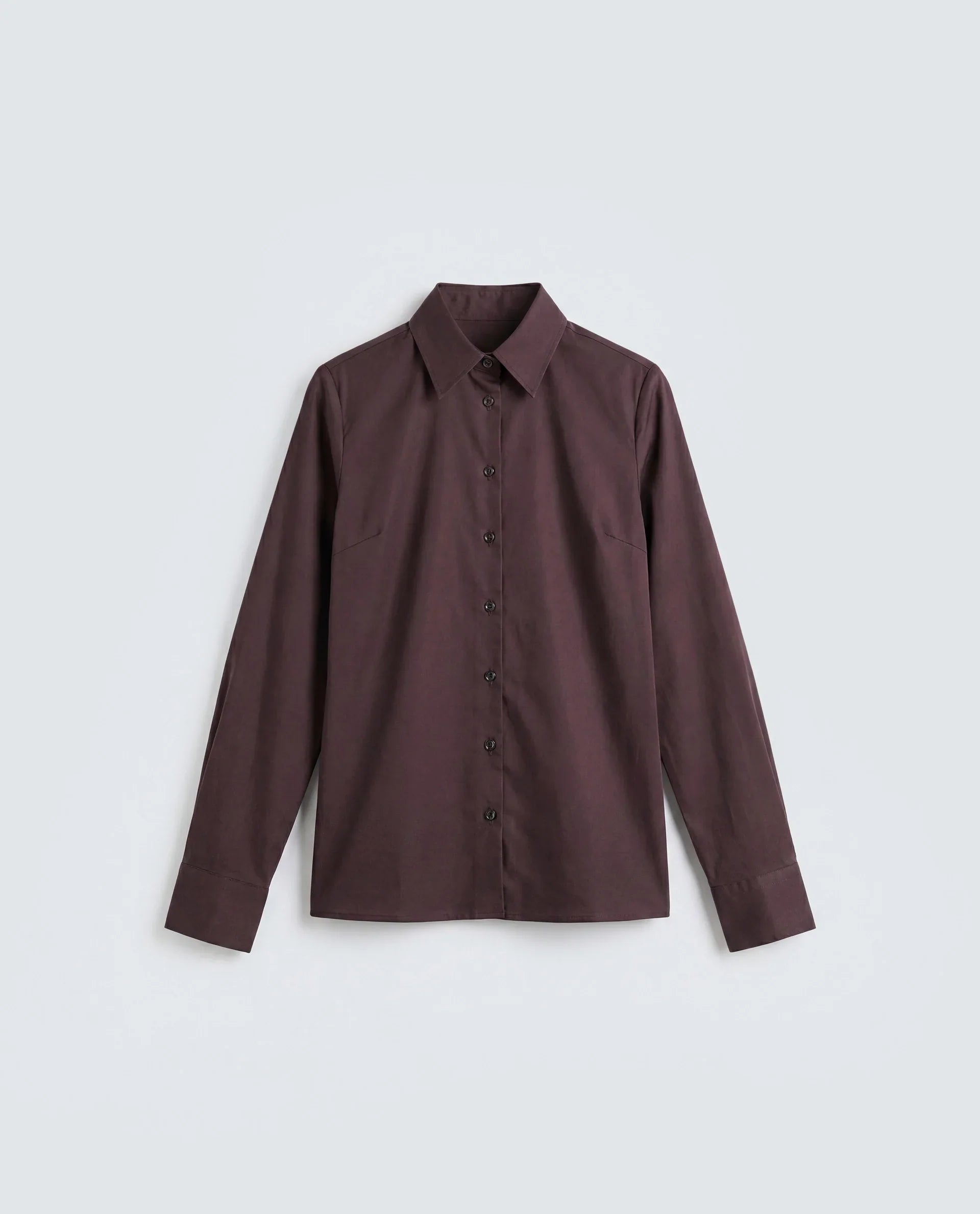 Rareism Women's Maven Brown Cotton Blend Spread Collar Fitted Plain Shirt